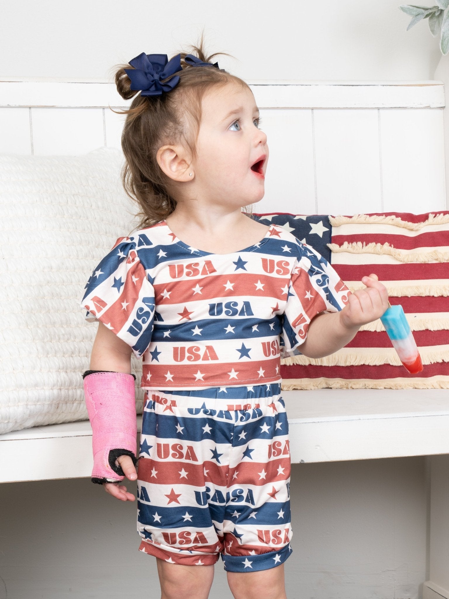 Stars & Stripes USA Ruffle Bloomers Outfit - Marie Nicole Clothing