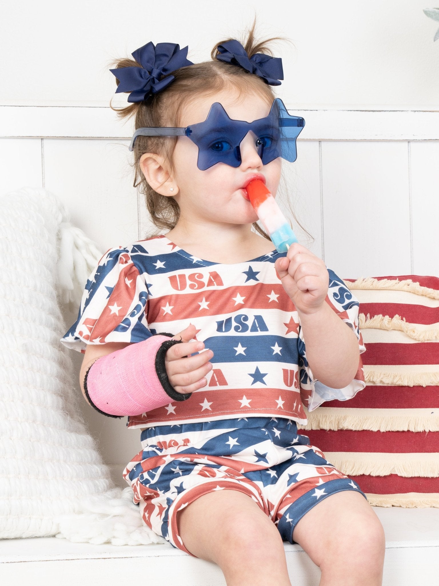 Stars & Stripes USA Ruffle Bloomers Outfit - Marie Nicole Clothing
