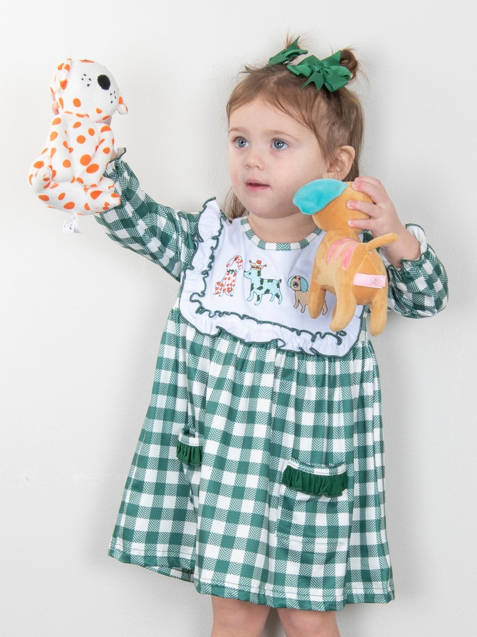 MNC Royal Pups™ Green Gingham Pocket Dress - Marie Nicole Clothing
