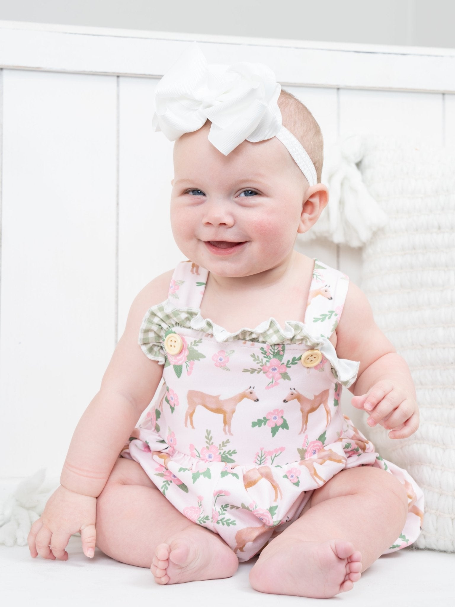 Sage Floral Horse Romper - Marie Nicole Clothing