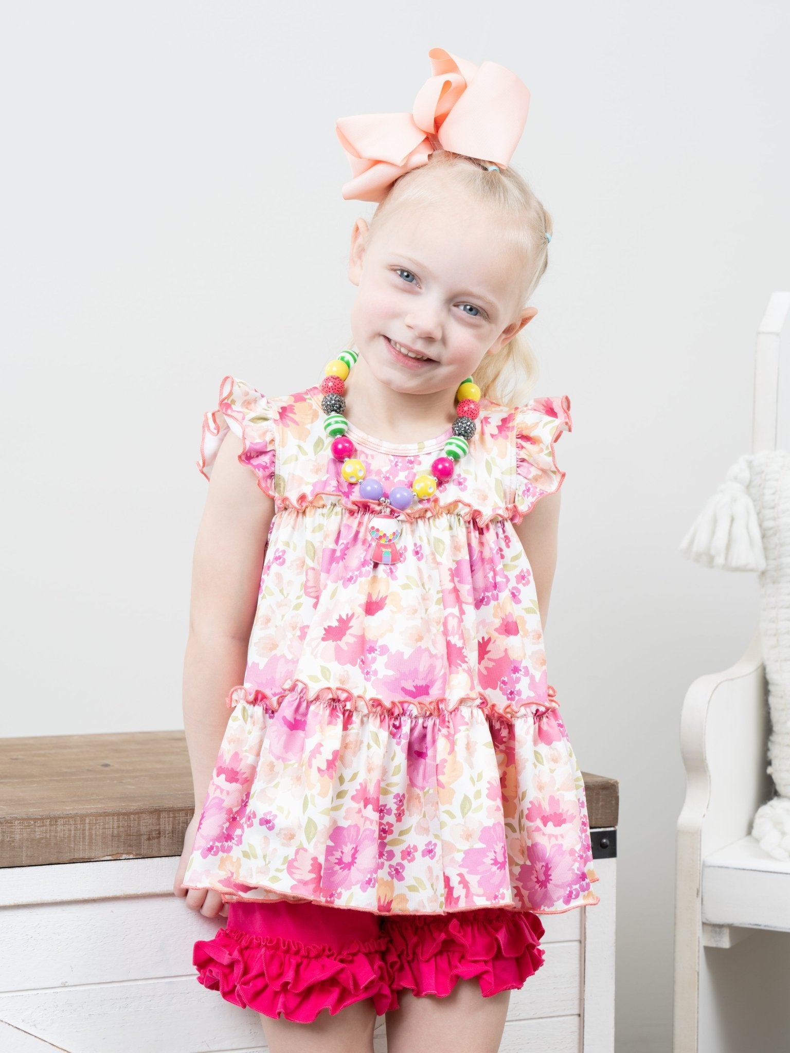 Tiered Ruffle Tunic - Pink Peony - Marie Nicole Clothing