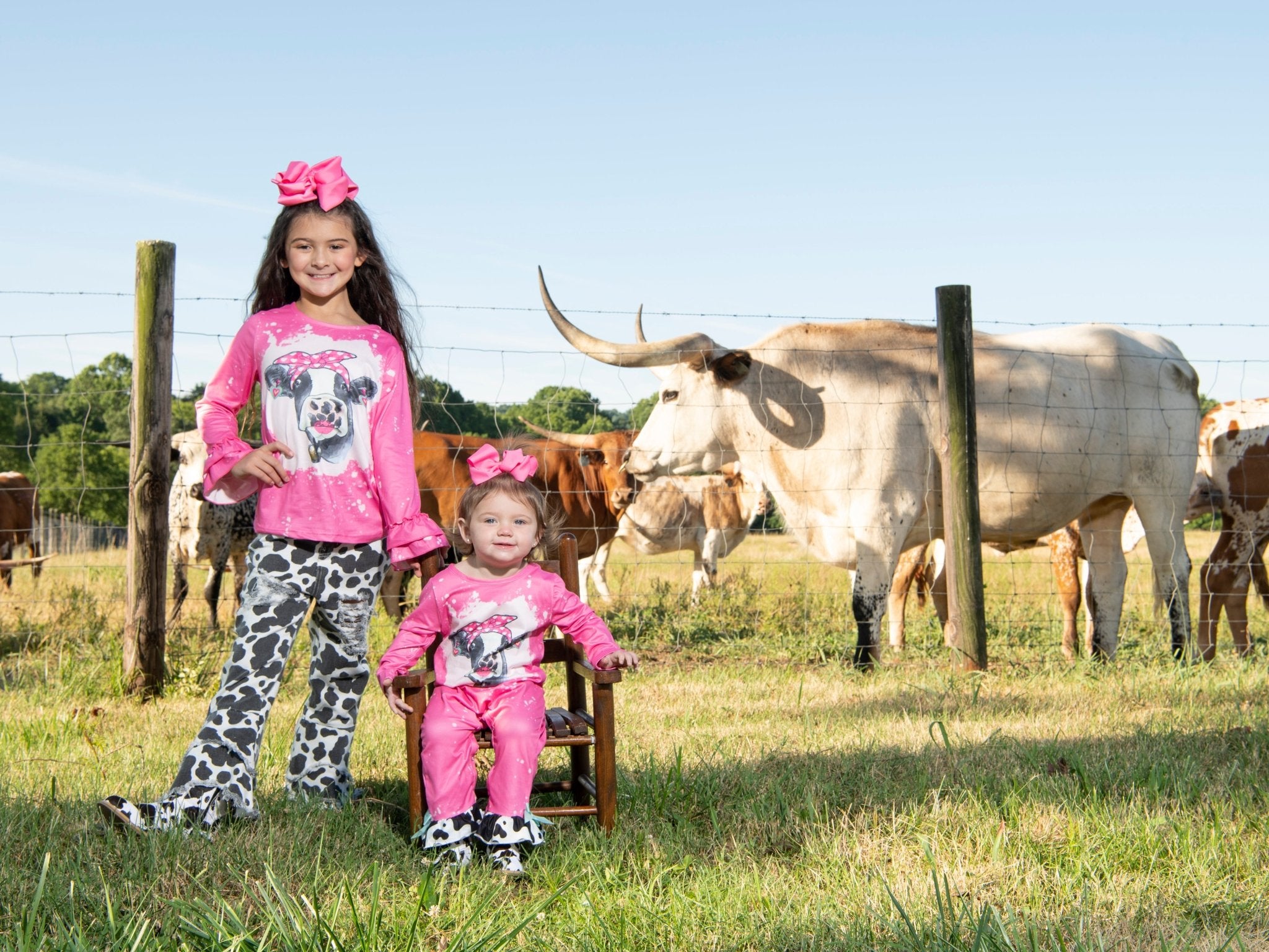 Pink Bleached Cow Ruffle Romper - Marie Nicole Clothing