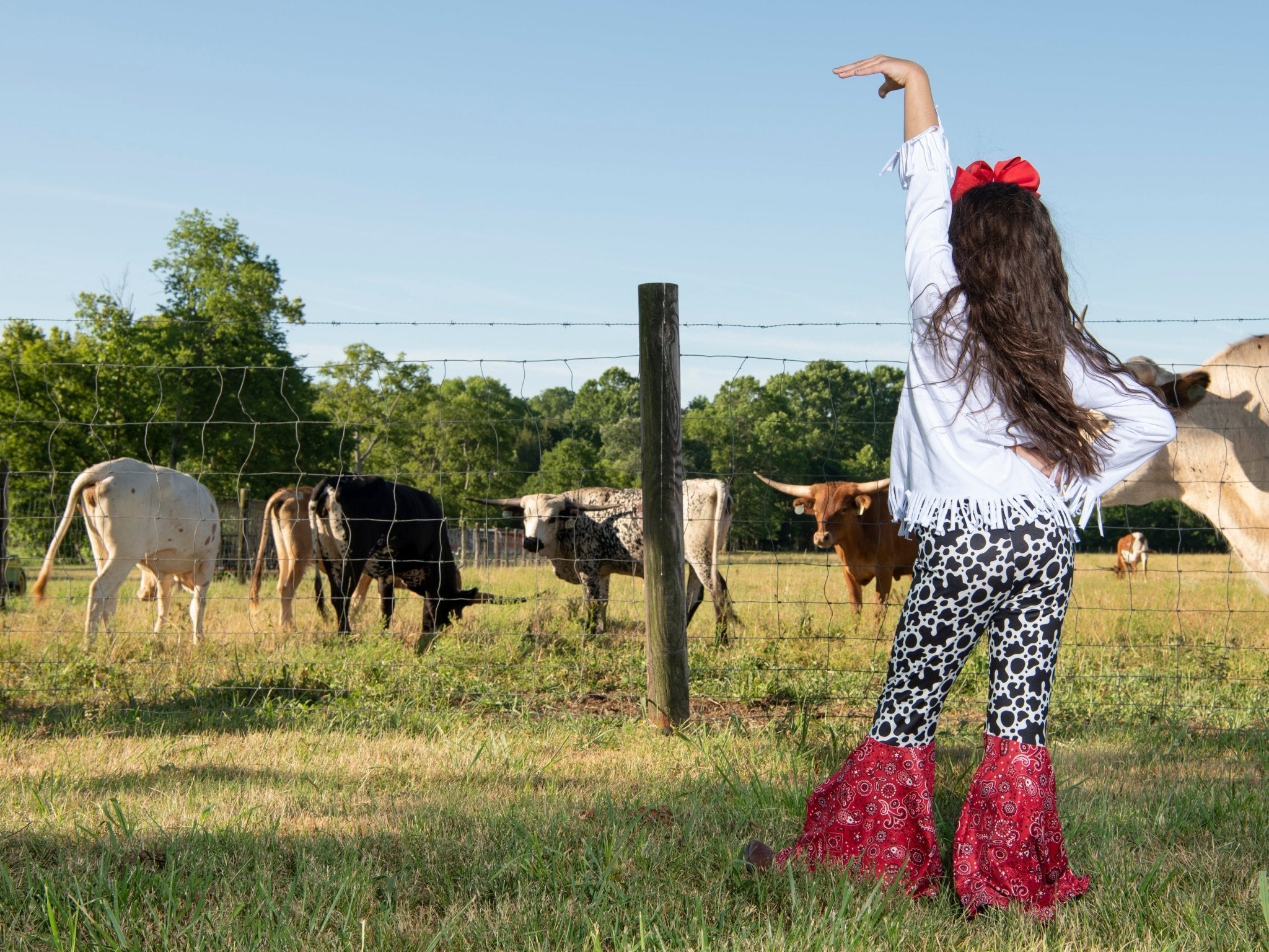 Peace, Love, & Cows Fringe Top & Bell Bottoms Outfit - Marie Nicole Clothing