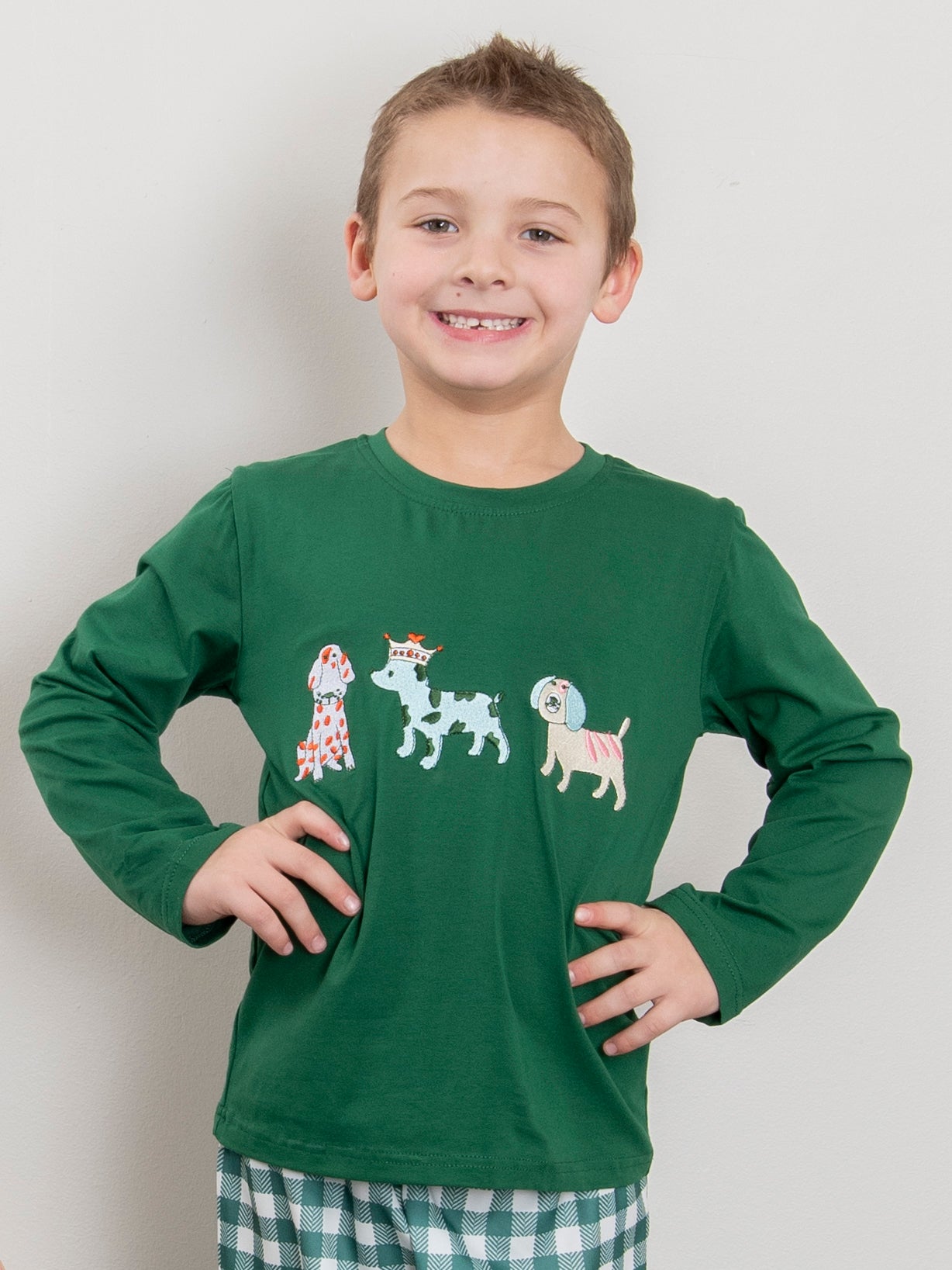 MNC Royal Pups™ Green Gingham Outfit - Marie Nicole Clothing