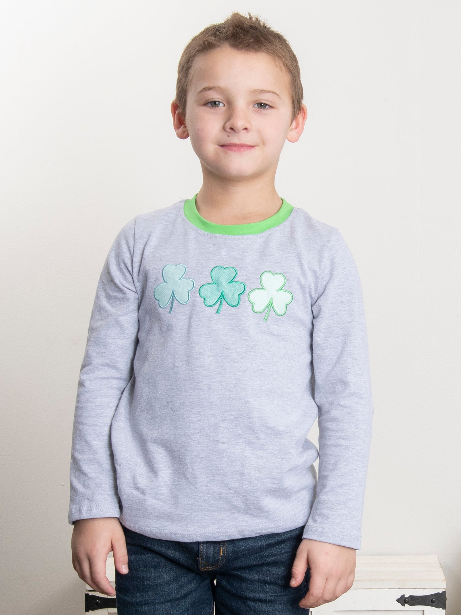 Grey Clover Shirt - Marie Nicole Clothing