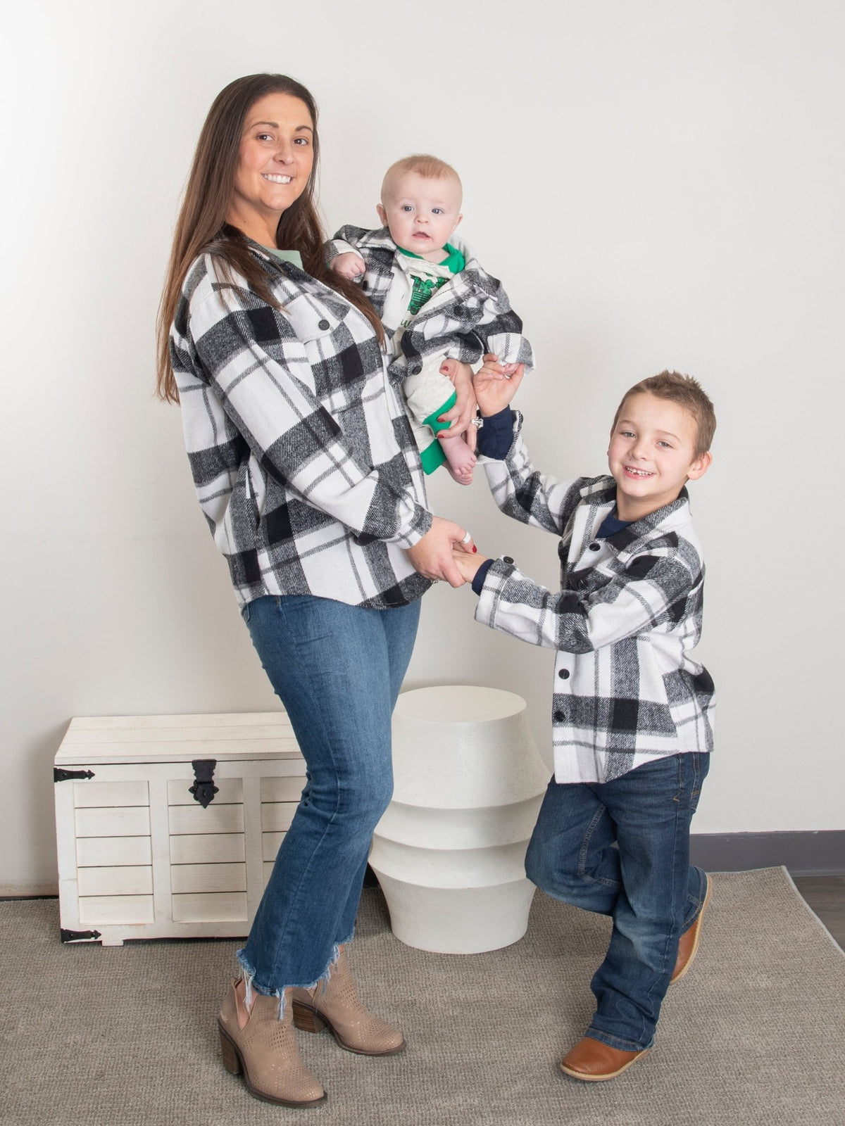 Mom & Me Charcoal Plaid Flannel - Marie Nicole Clothing