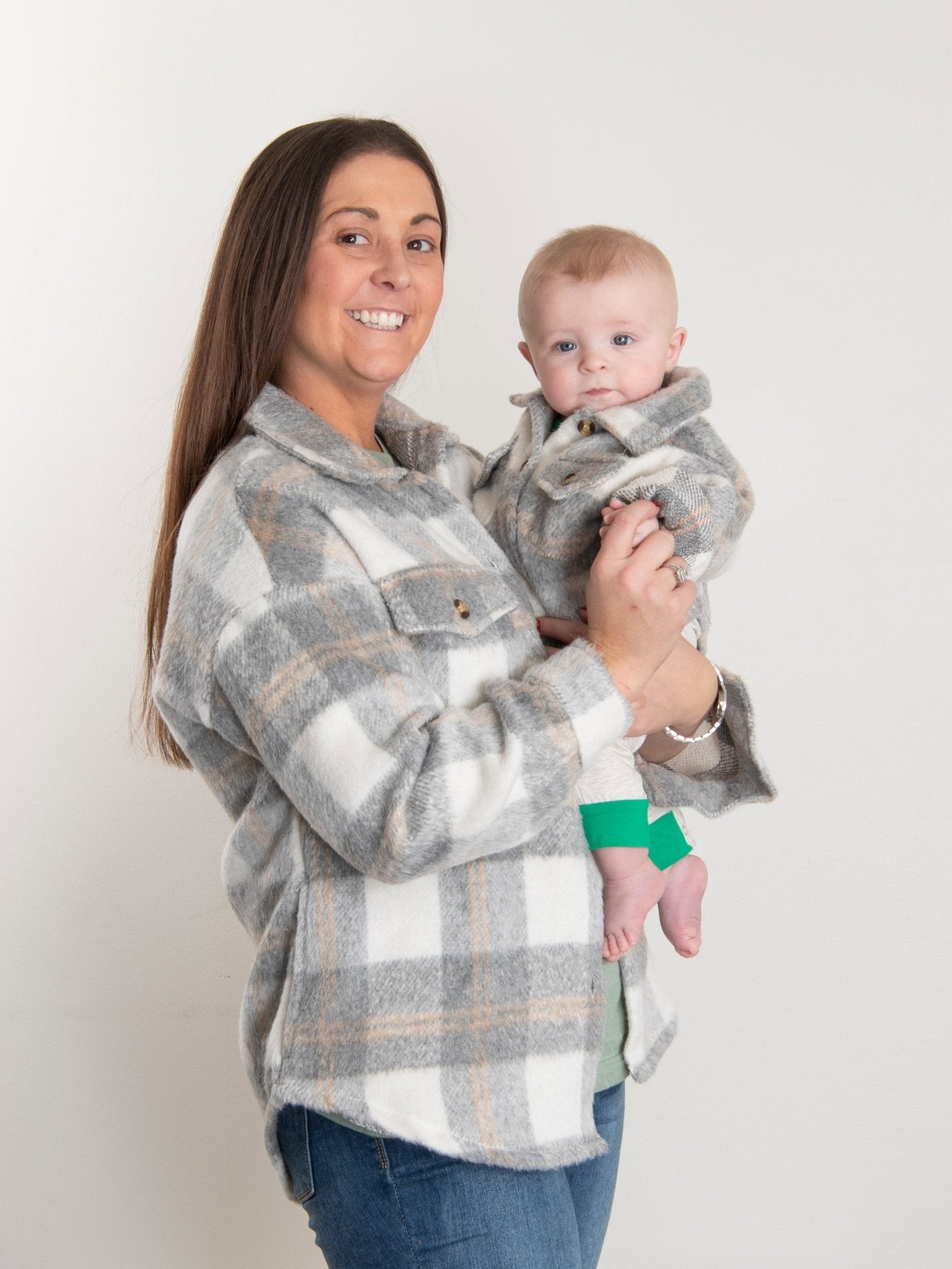Mom & Me Grey Plaid Flannel - Marie Nicole Clothing