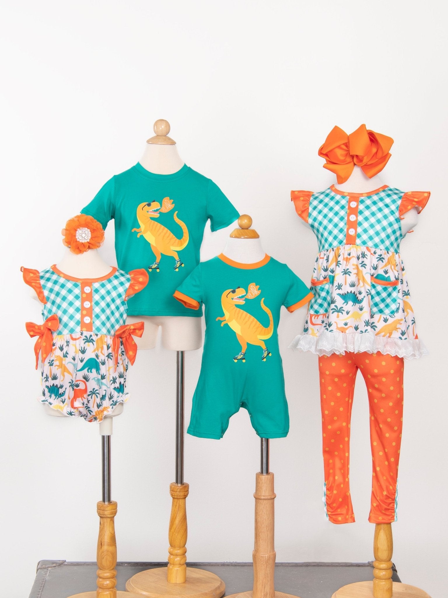 Teal Roller Skate Dino Shirt - Marie Nicole Clothing