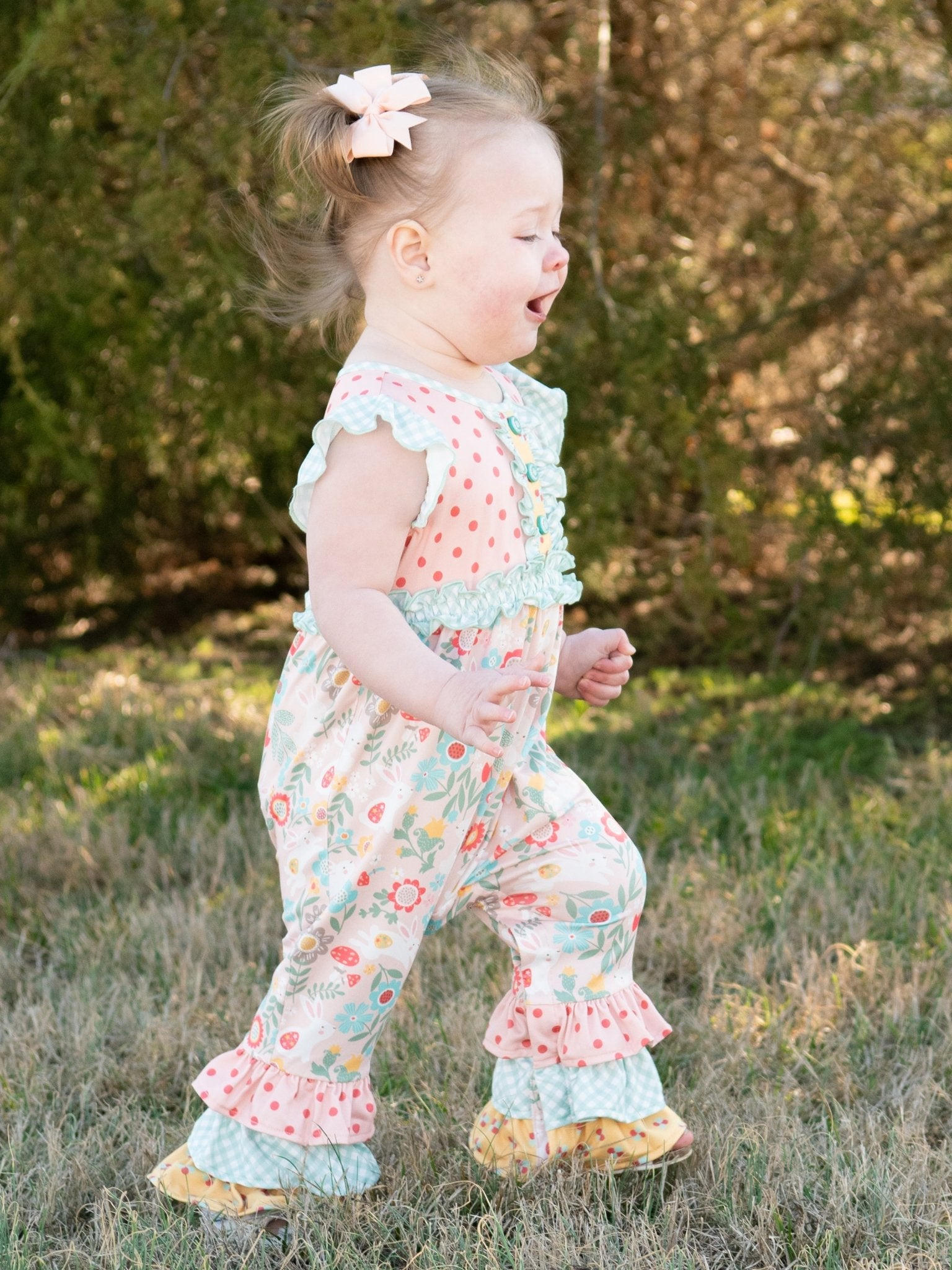 Lilly Belle Cottontail Ruffle Romper - Marie Nicole Clothing