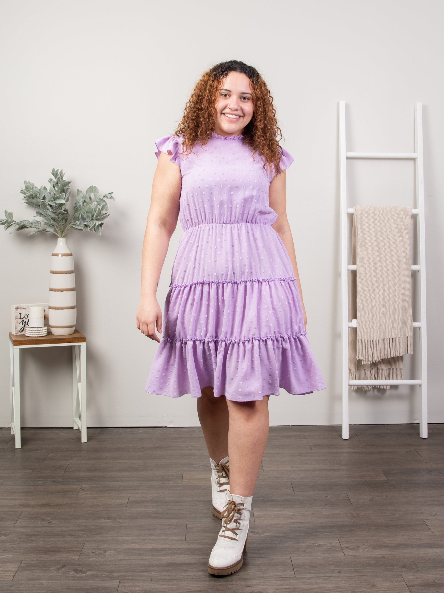 Mom & Me Lavender Tiered Mock Neck Dress - Marie Nicole Clothing