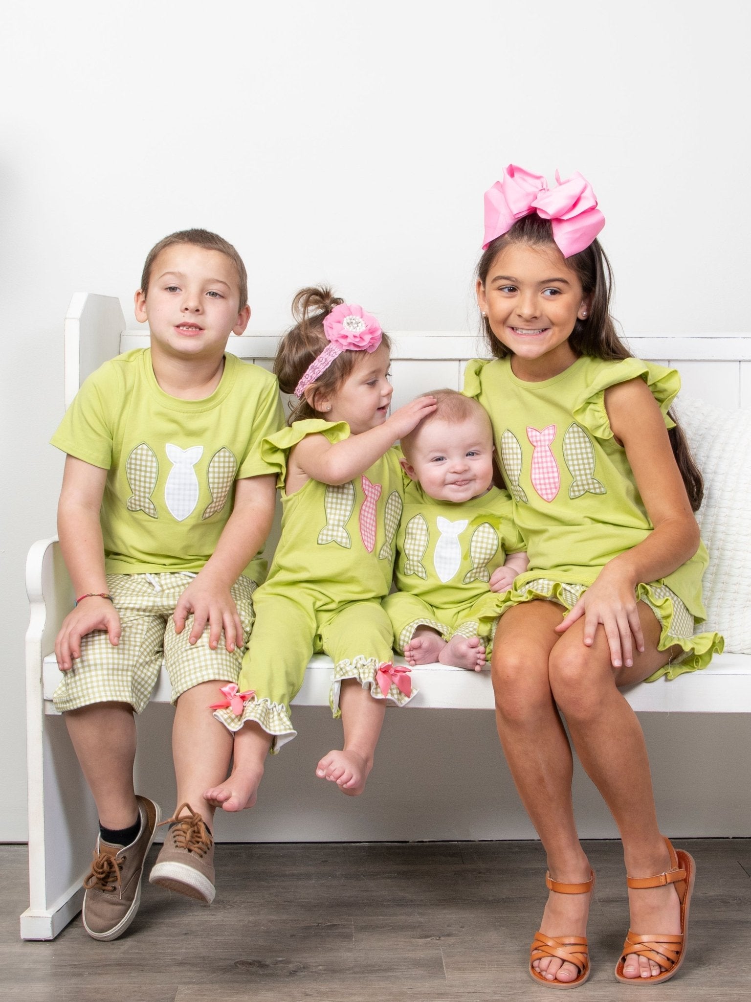 Green Gingham Fish Outfit - Marie Nicole Clothing