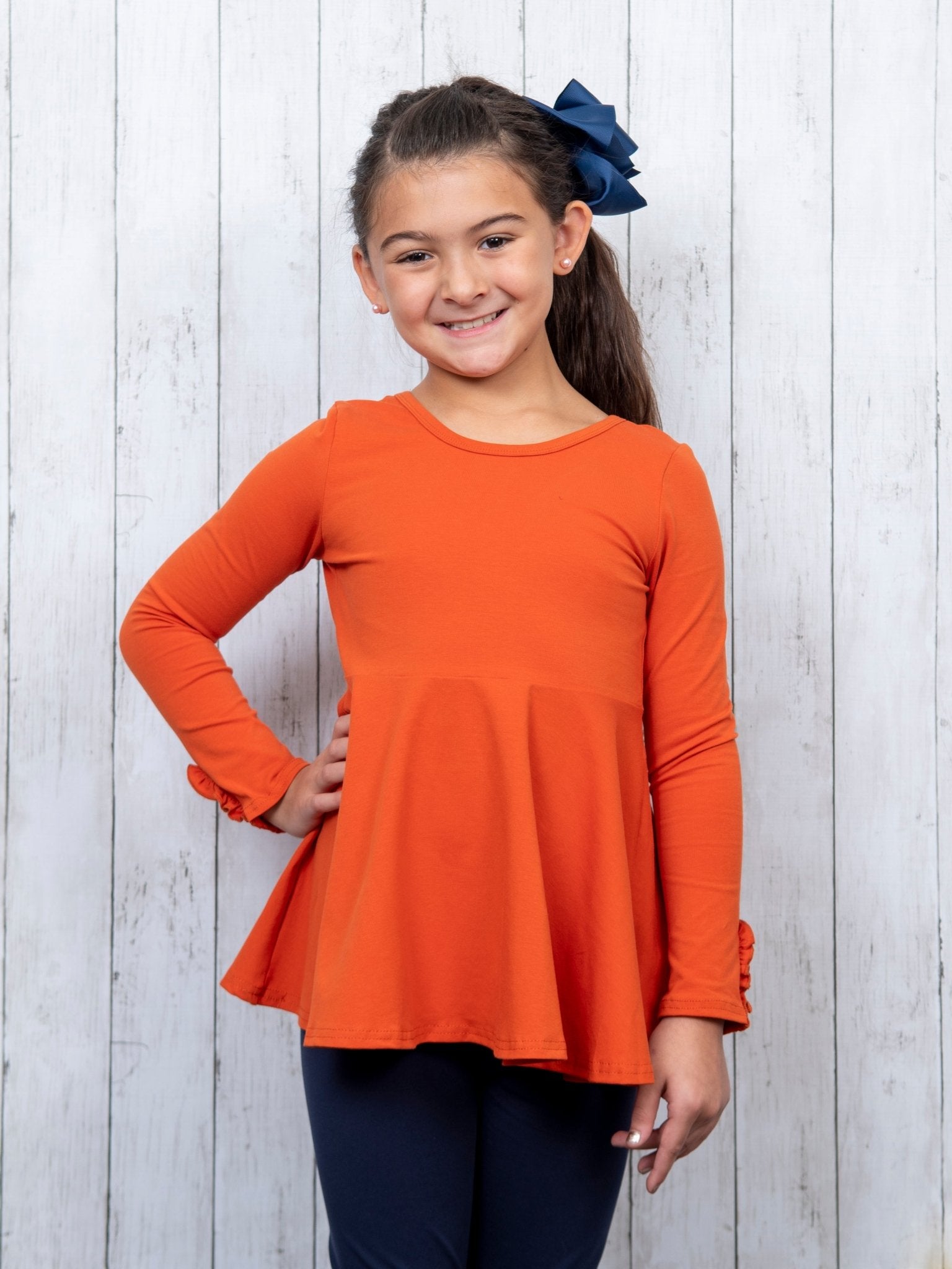 Cotton Bow Back Button Ruffle Sleeve Peplum Top - Bright Colors - Marie Nicole Clothing
