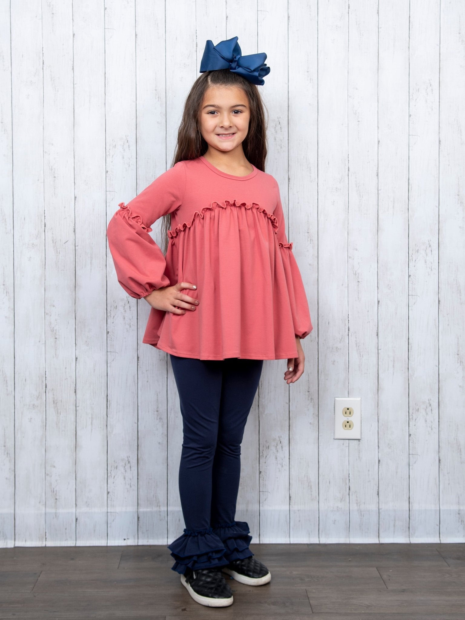 Cotton Puff Sleeve Ruffle Tunic - Multiple Colors - Marie Nicole Clothing