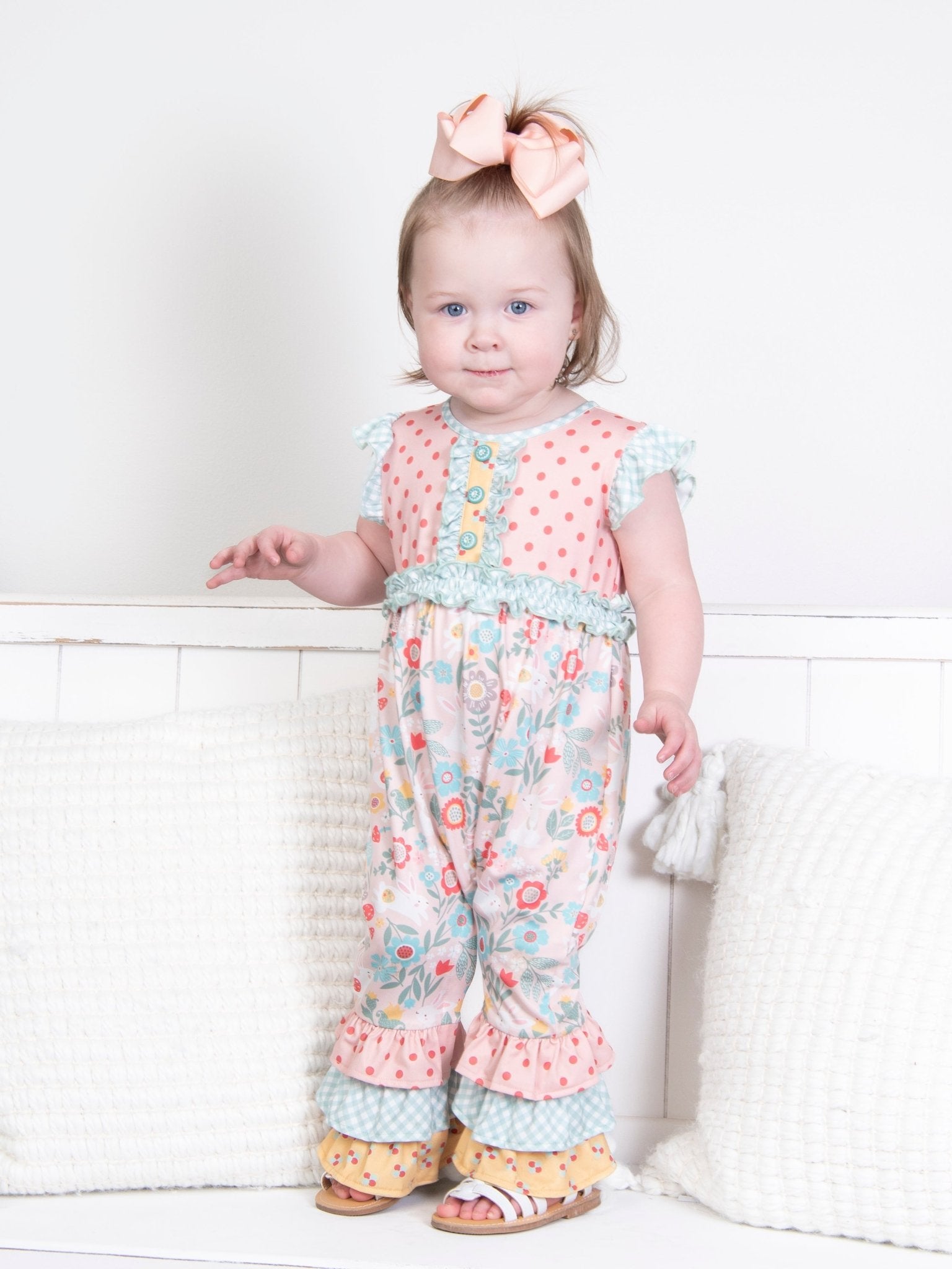 Lilly Belle Cottontail Ruffle Romper - Marie Nicole Clothing