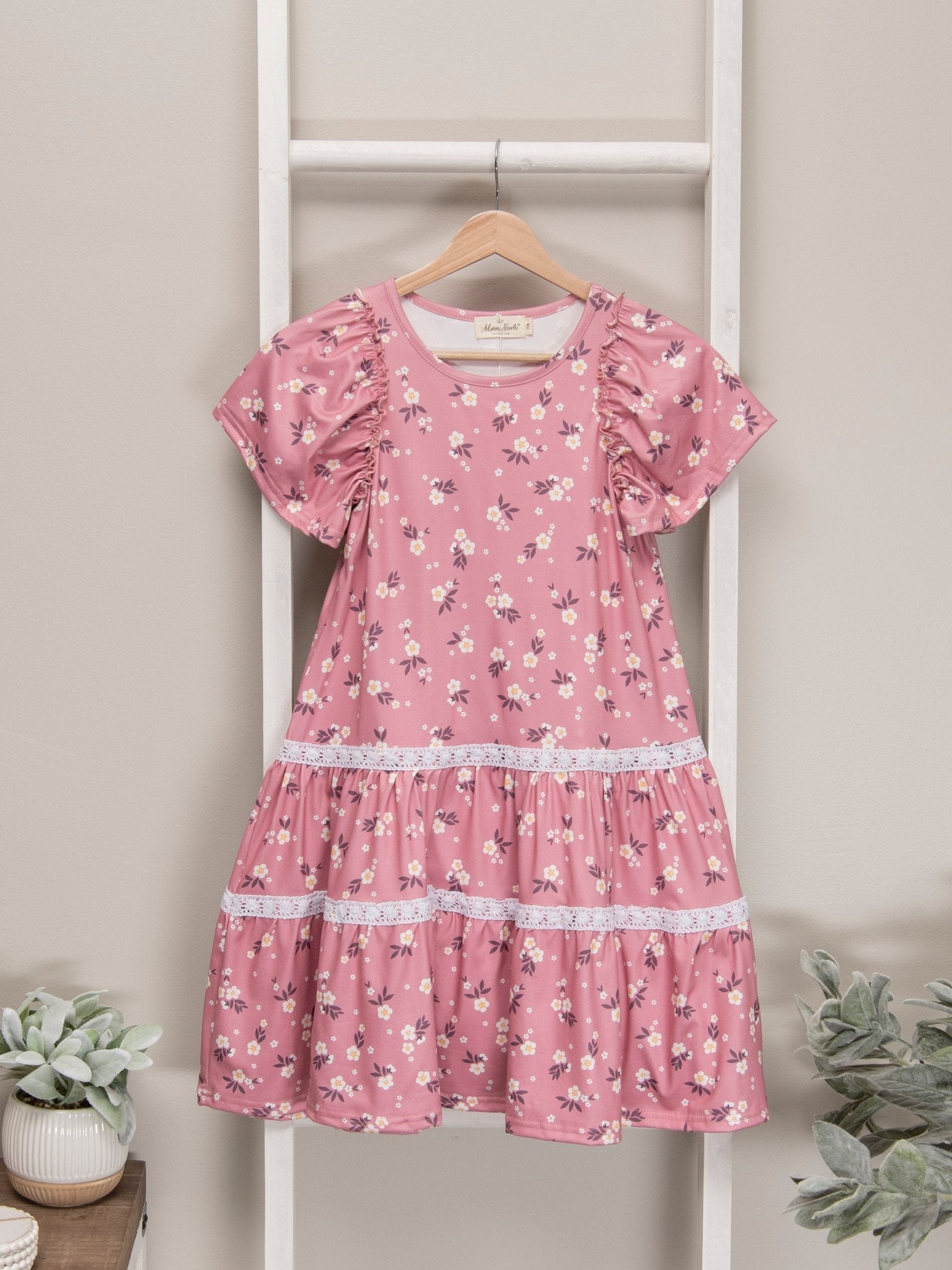 Dark Pink Buttercup Tiered Dress - Marie Nicole Clothing