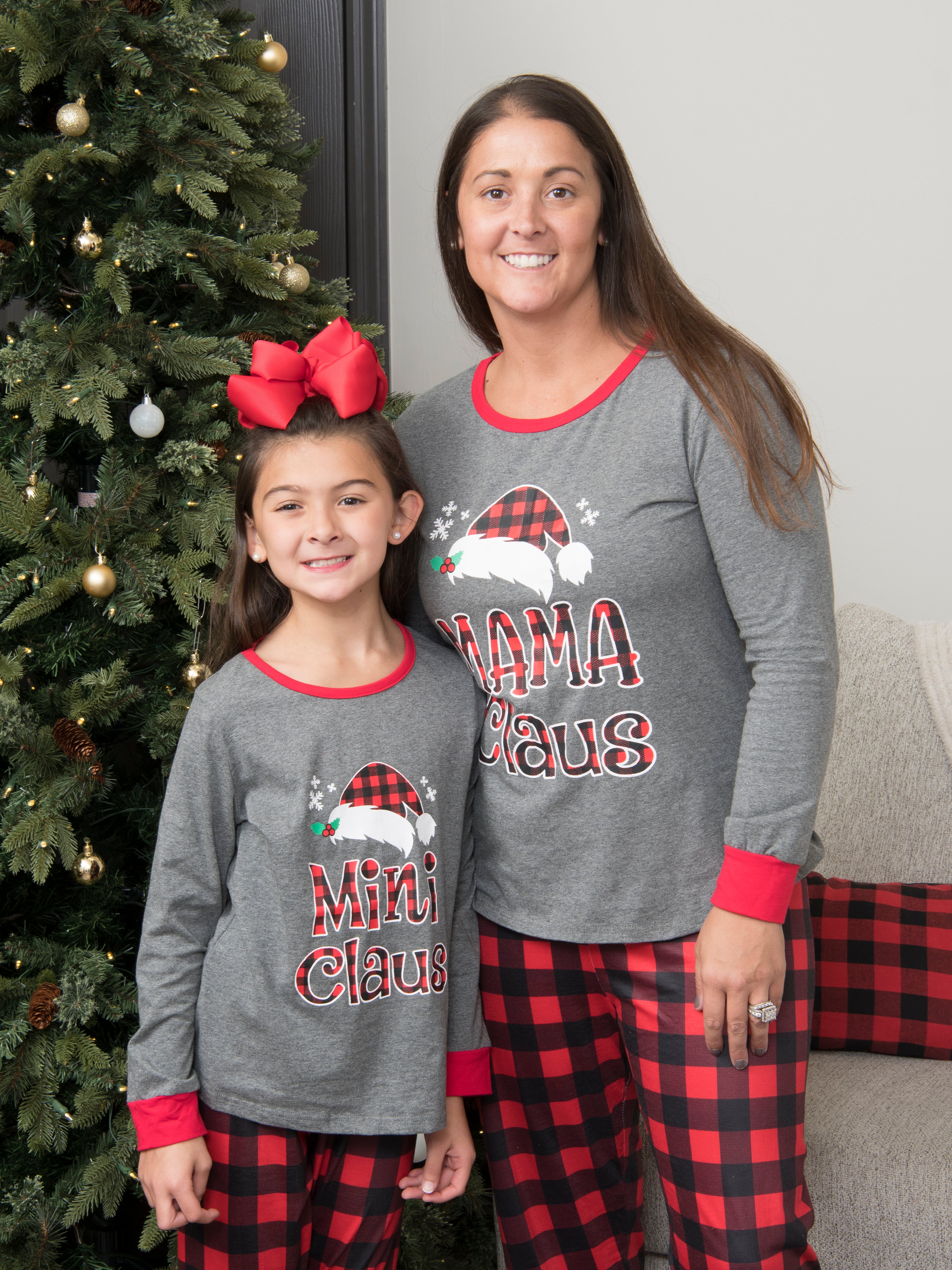 Mom & Me Grey Plaid Pajamas - Marie Nicole Clothing