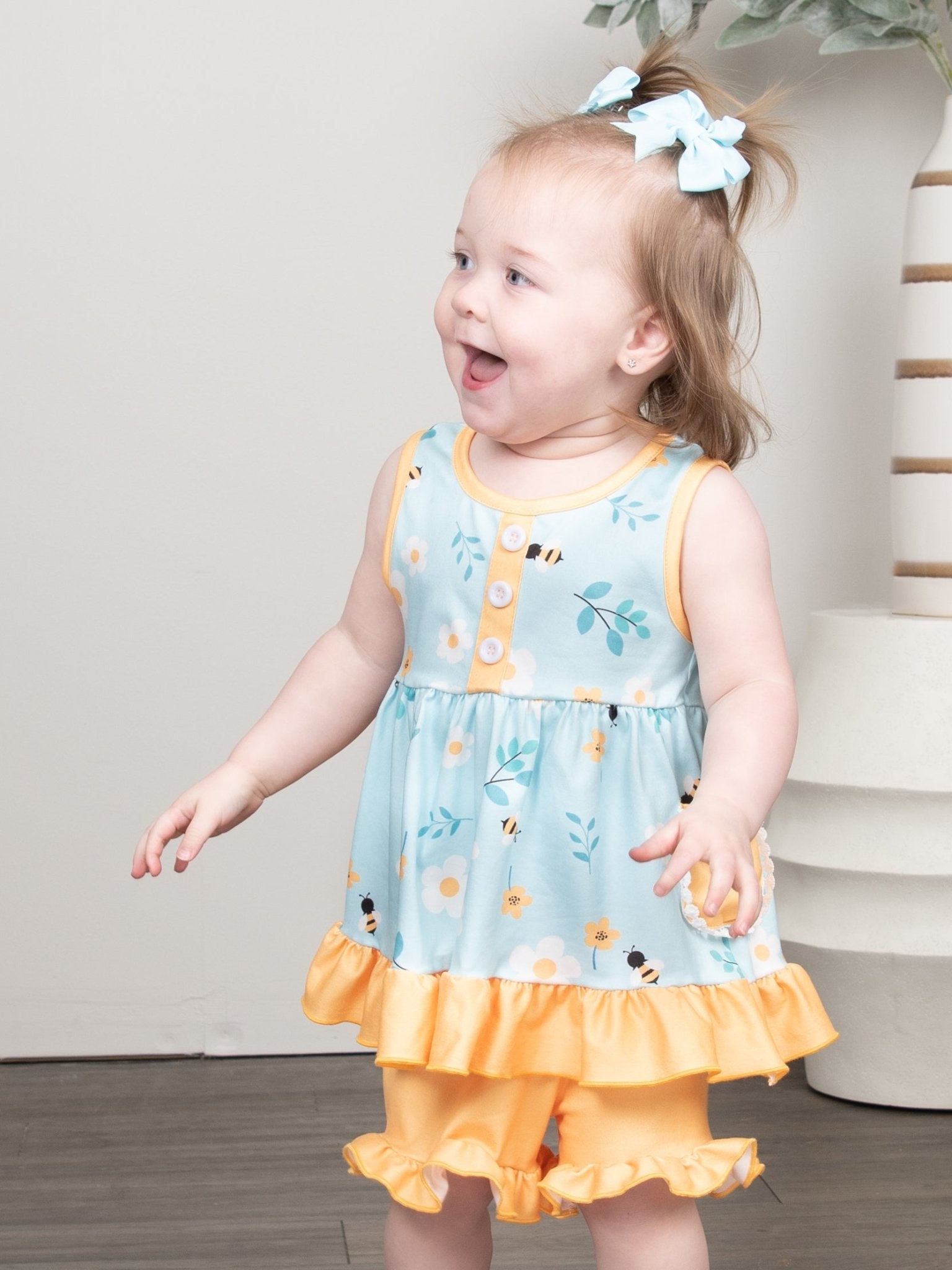 Beautiful Bees Ruffle Outfit - Marie Nicole Clothing