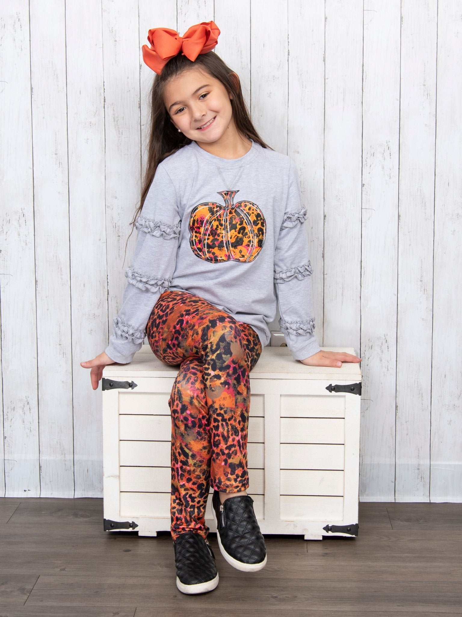 Rusty Leopard Pumpkin Ruffle Outfit - Marie Nicole Clothing