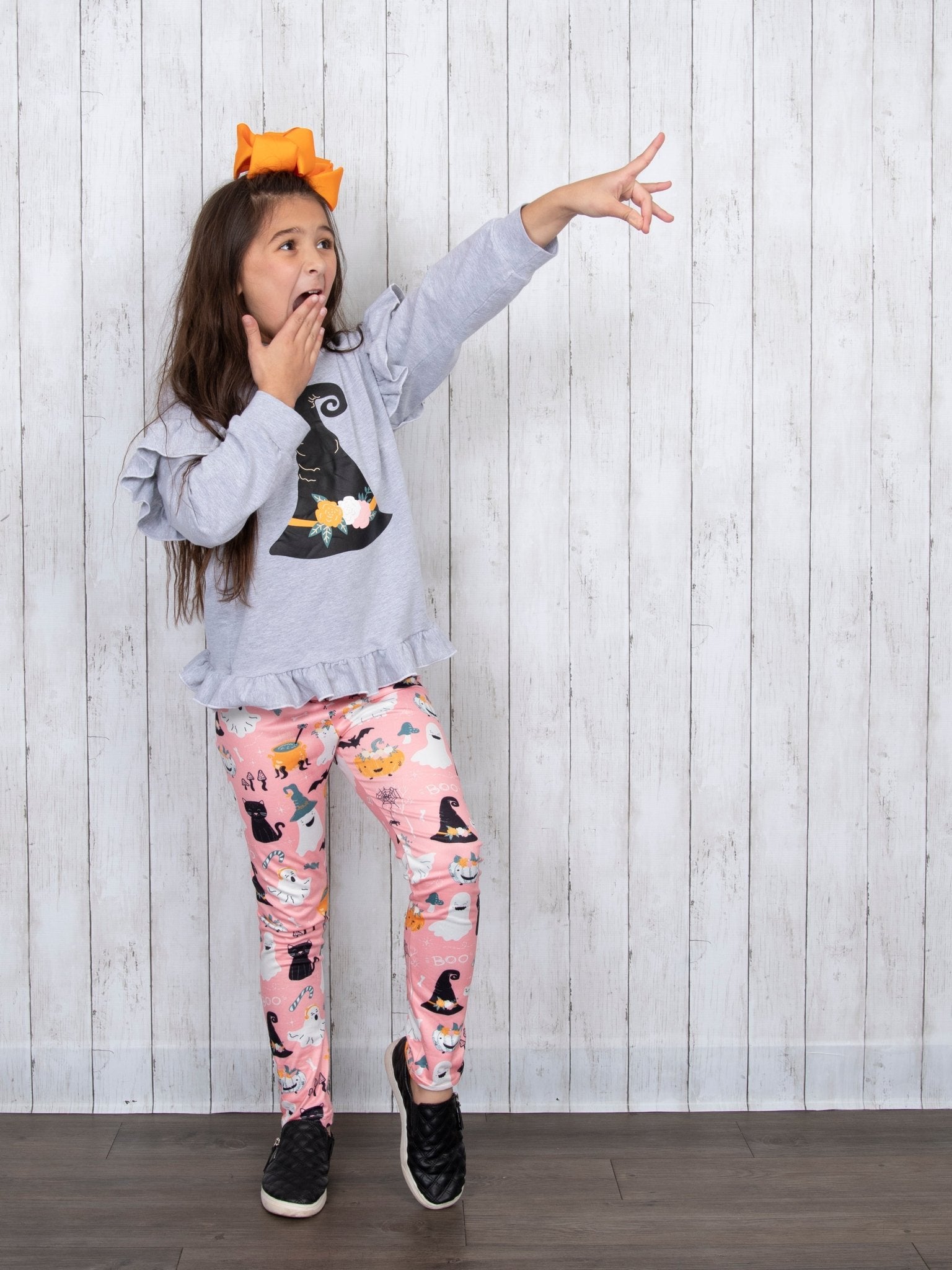 Floral Witch Hat Ruffle Hoodie Outfit - Marie Nicole Clothing