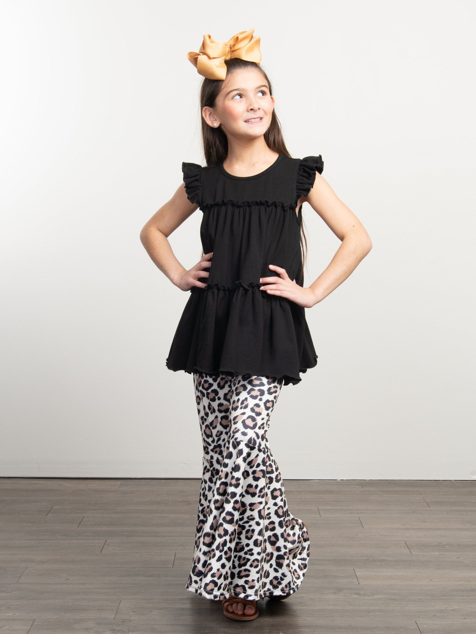 Cotton Tiered Ruffle Tunic - Black - Marie Nicole Clothing