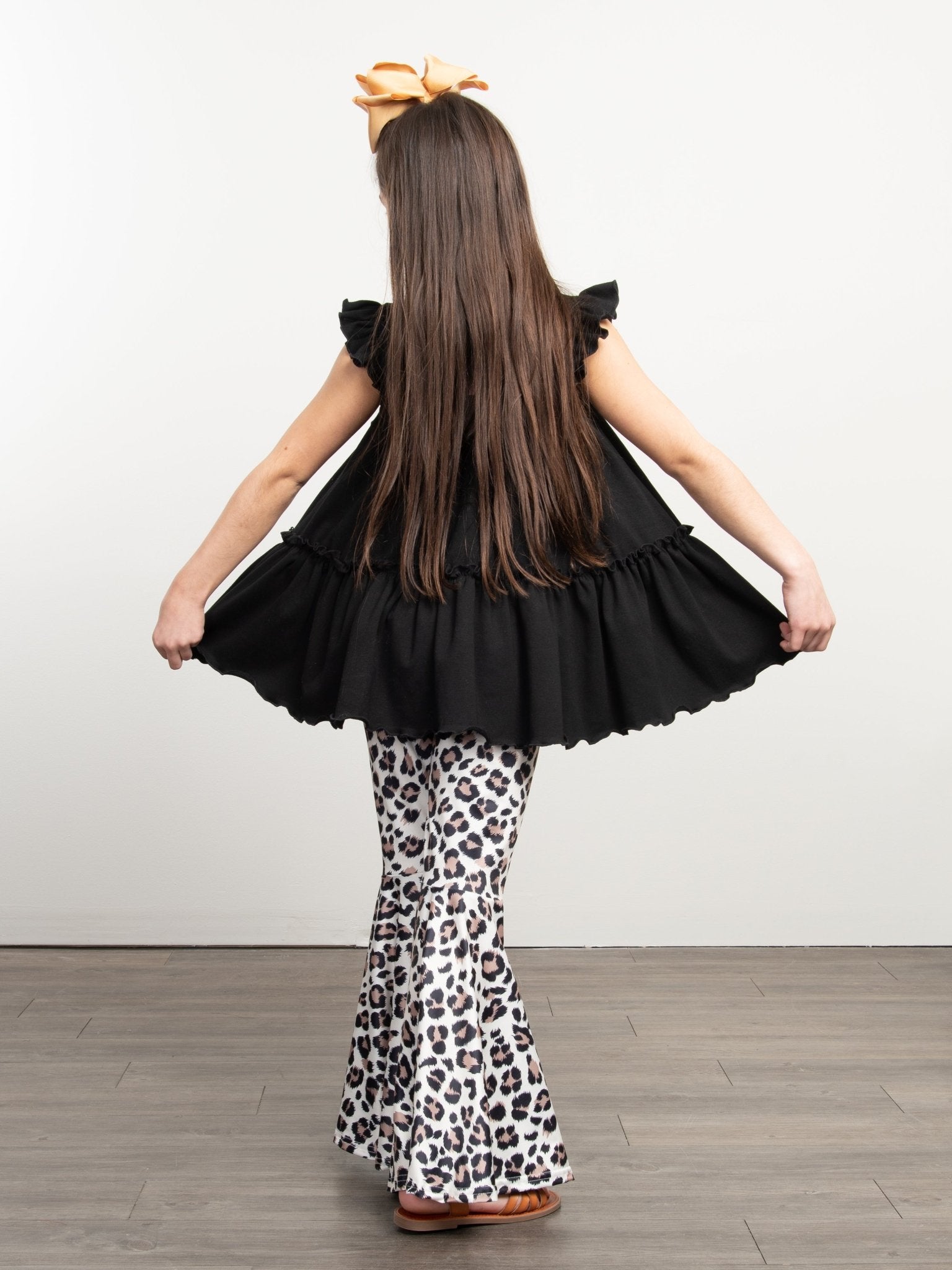 Cotton Tiered Ruffle Tunic - Black - Marie Nicole Clothing