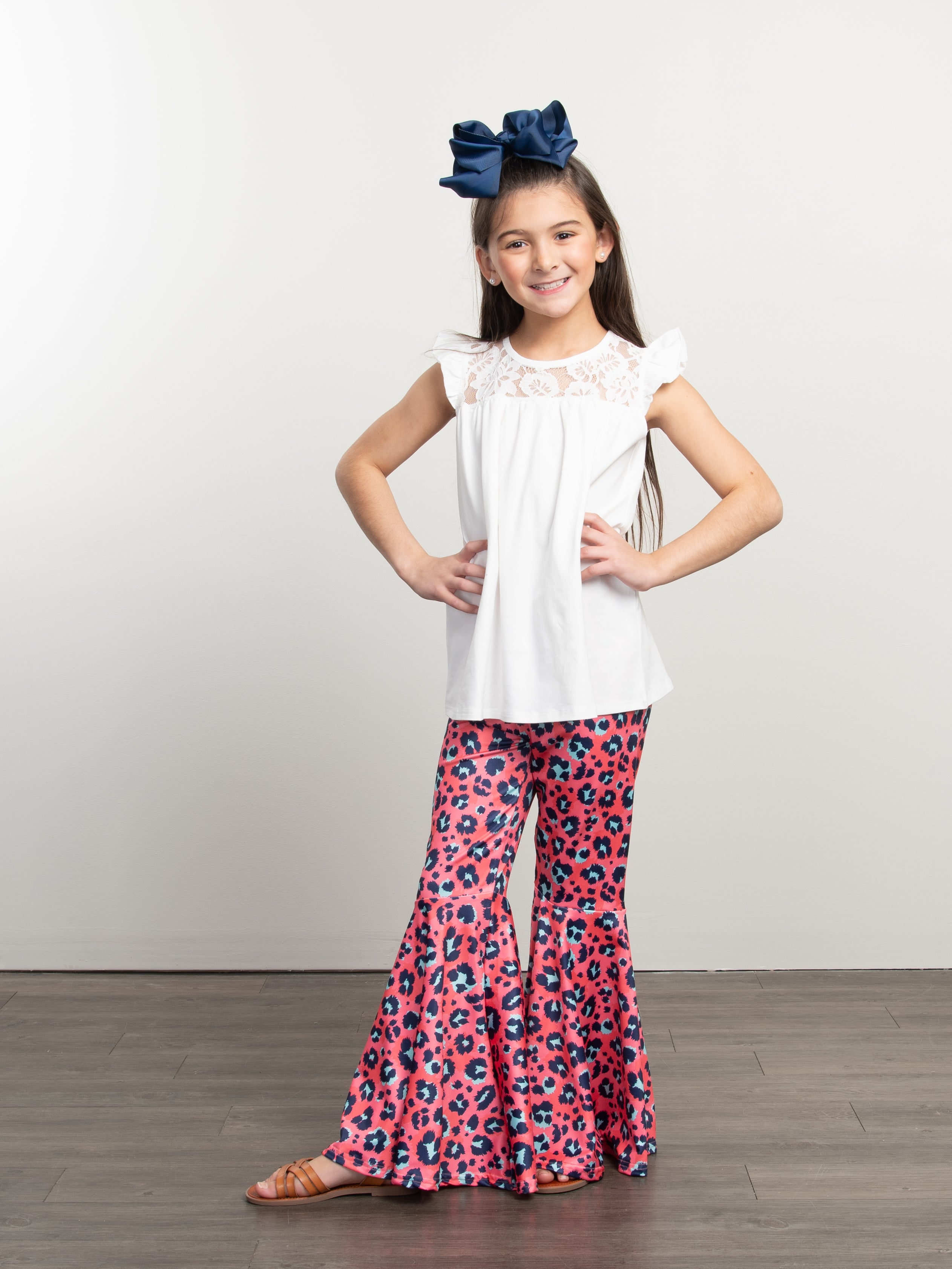 Pink Leopard Bell Bottoms - Marie Nicole Clothing
