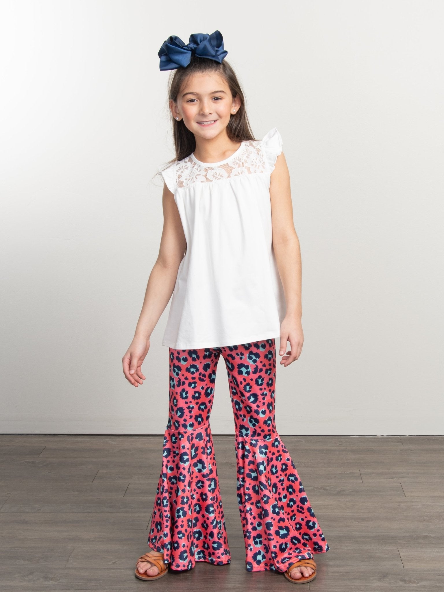 Pink Leopard Bell Bottoms - Marie Nicole Clothing