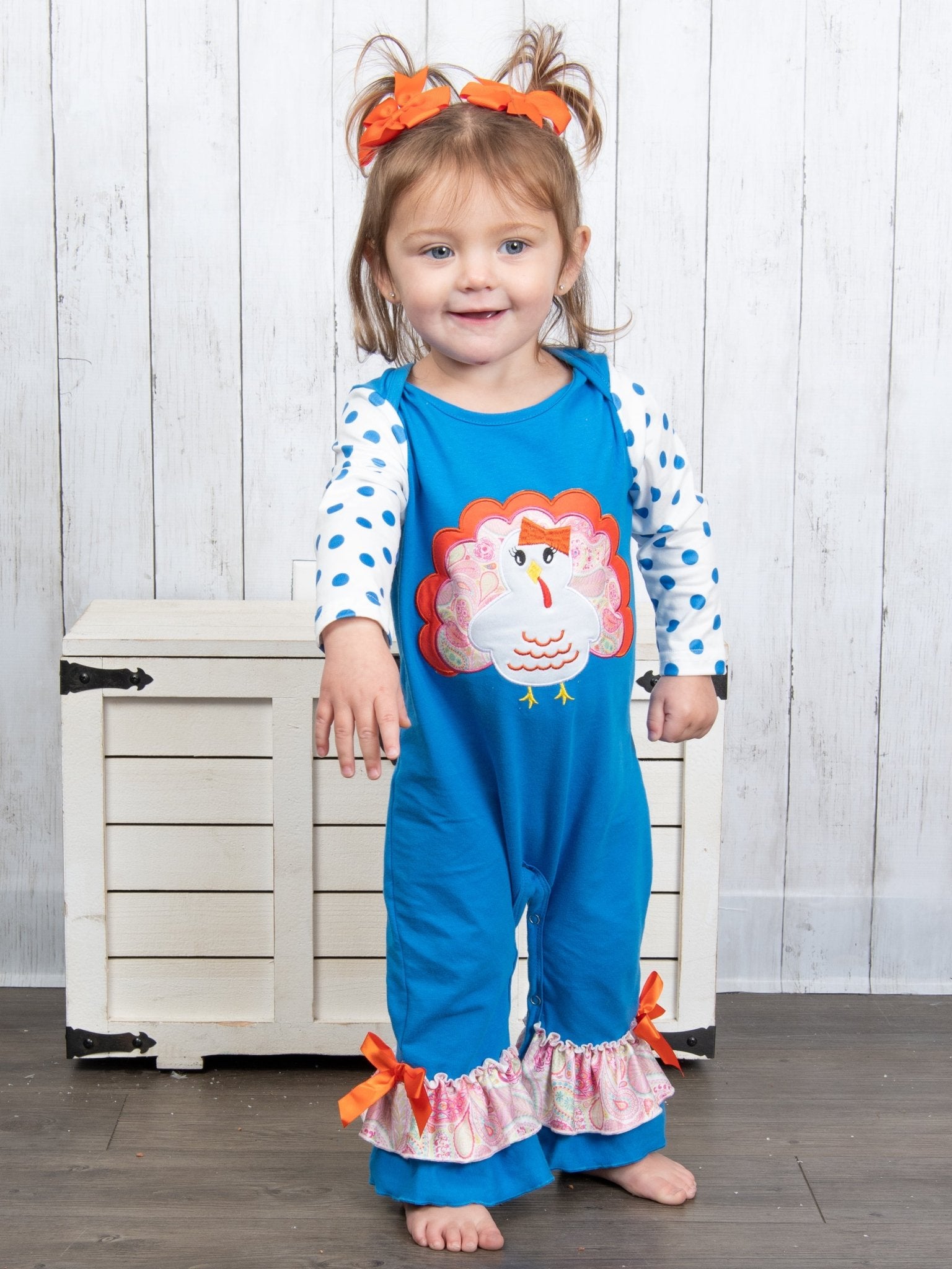 Blue & Pink Paisley Turkey Ruffle Romper - Marie Nicole Clothing