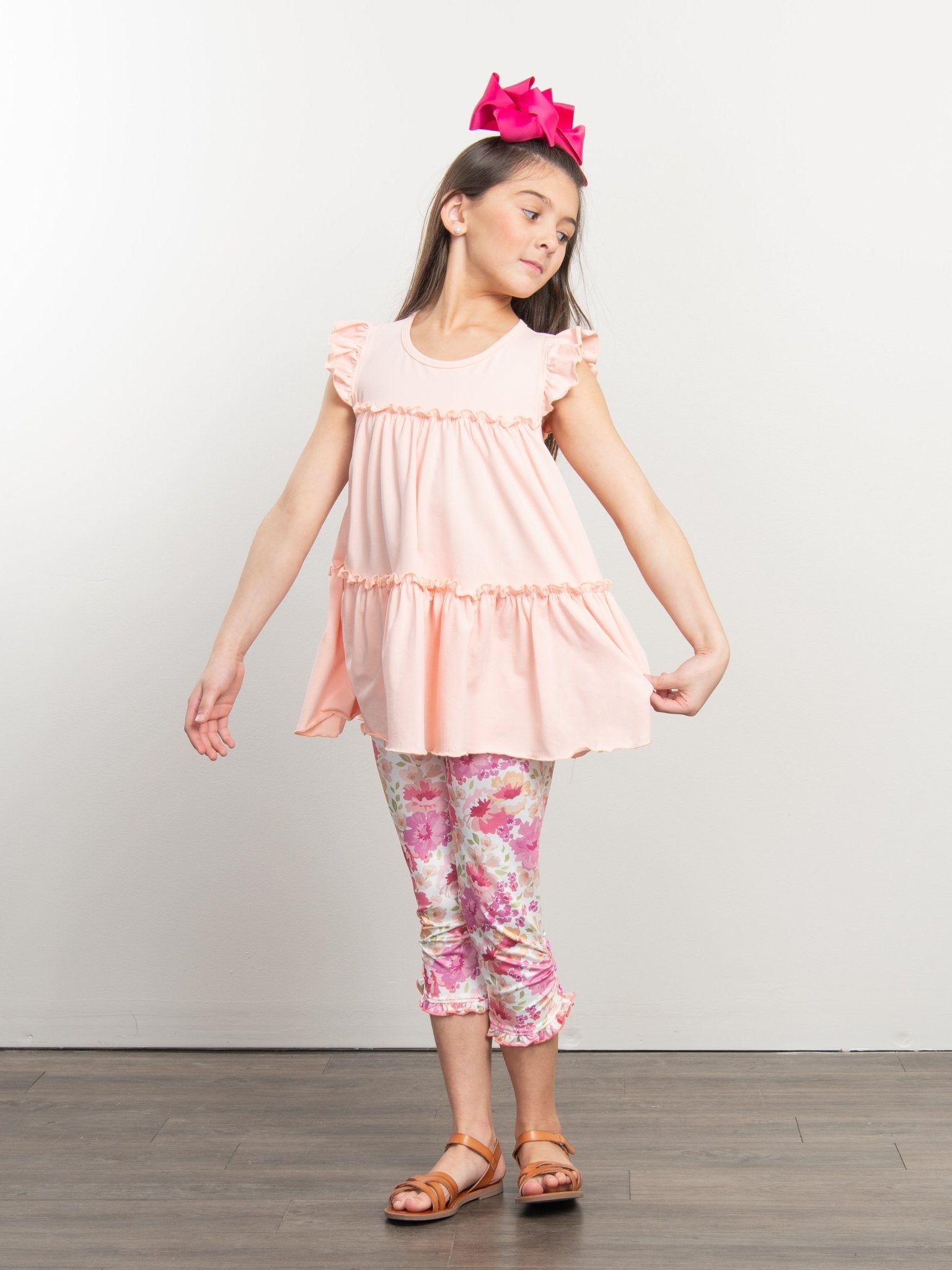 Ruffle Capris - Pink Peony - Marie Nicole Clothing