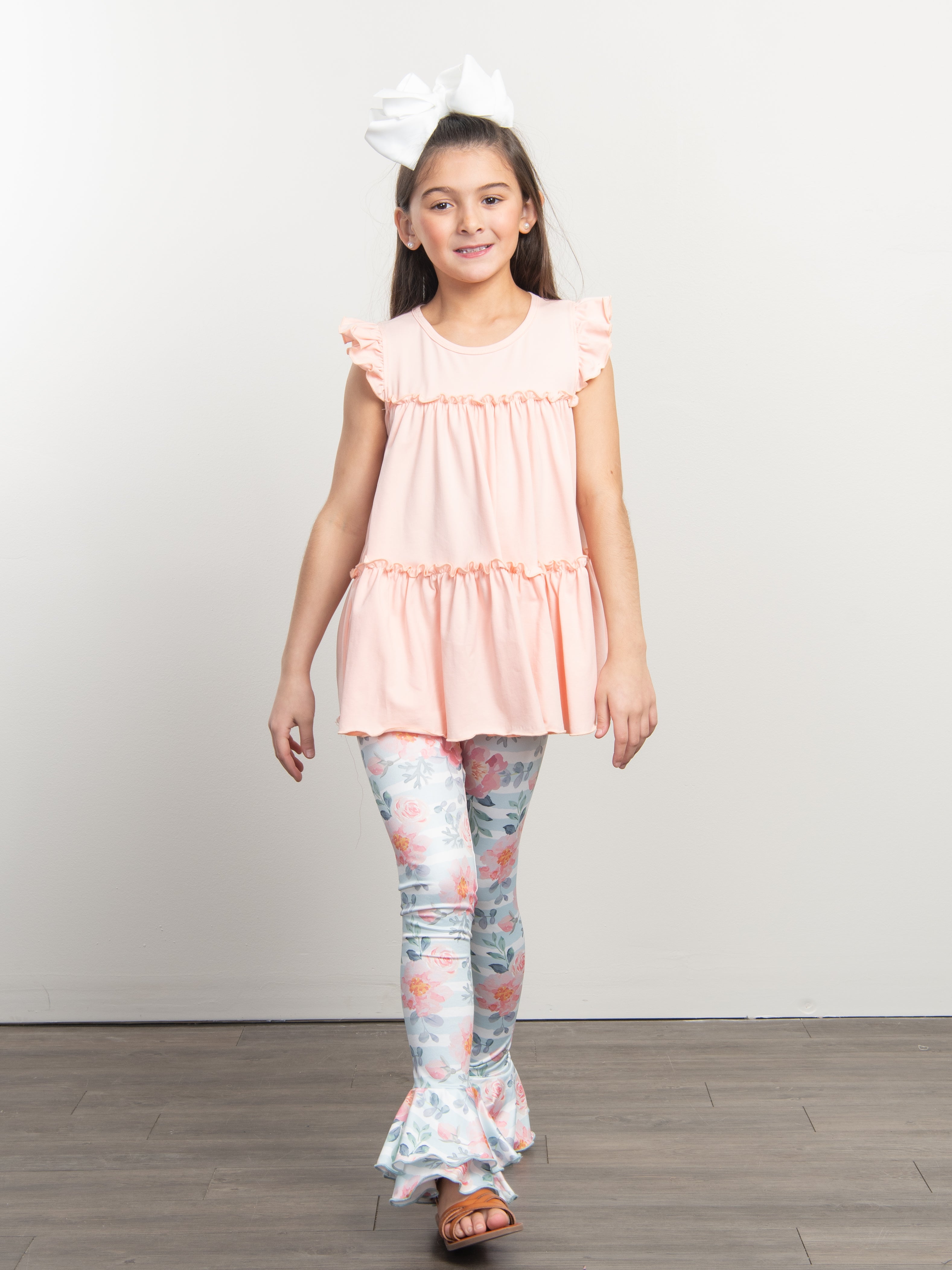 Pink Rose Tiered Bell Bottoms - Marie Nicole Clothing