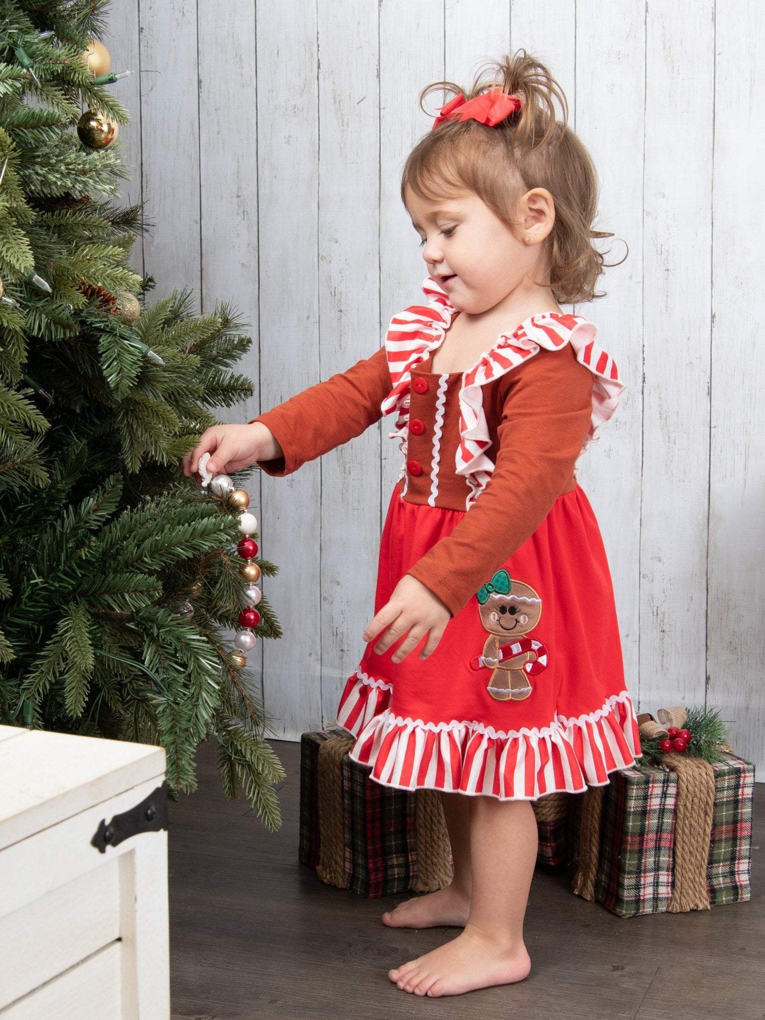 Sassy Gingerbread Ruffle Dress - Marie Nicole Clothing