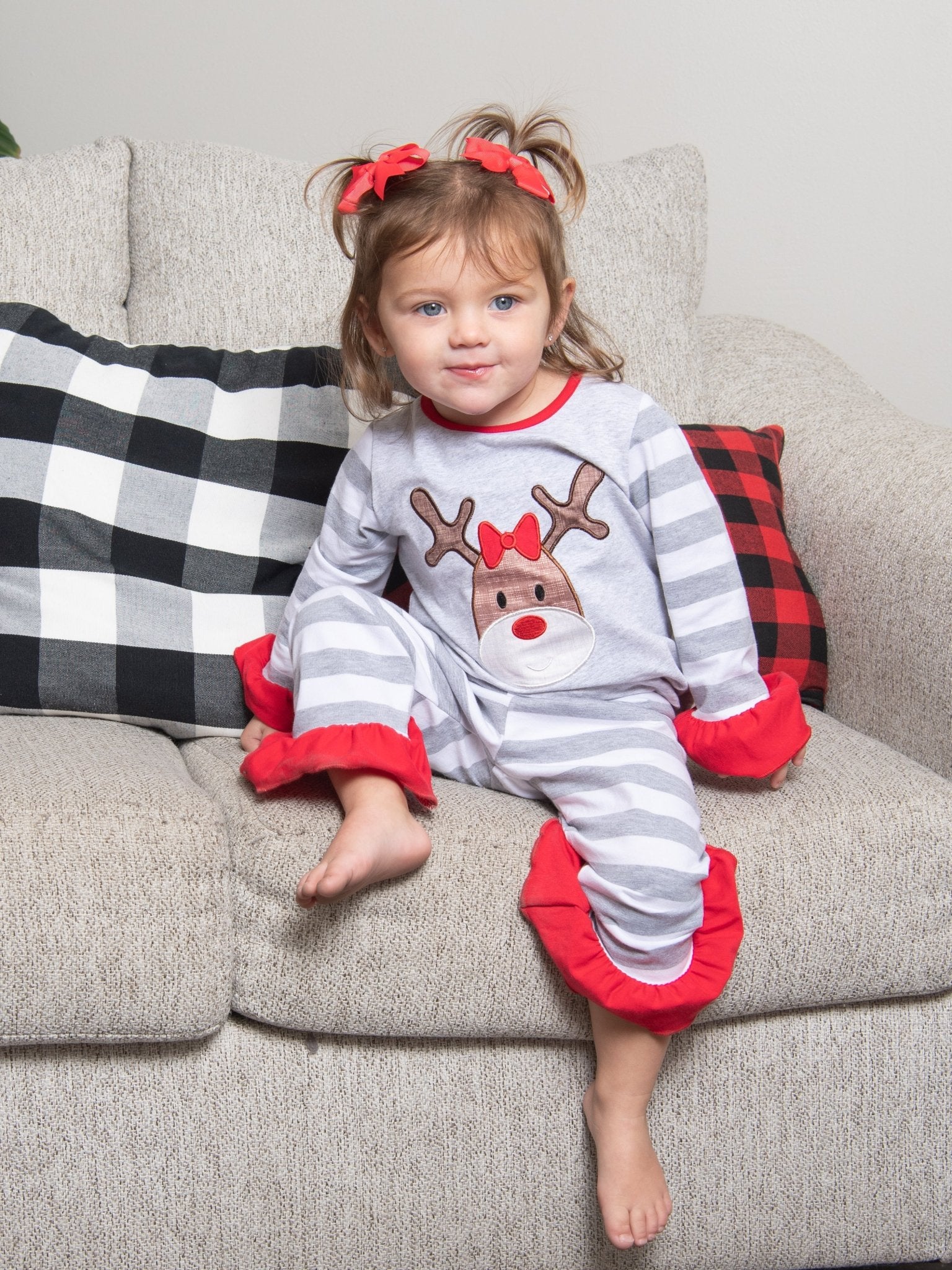 Striped Reindeer Pajamas - Boys & Girls - Marie Nicole Clothing