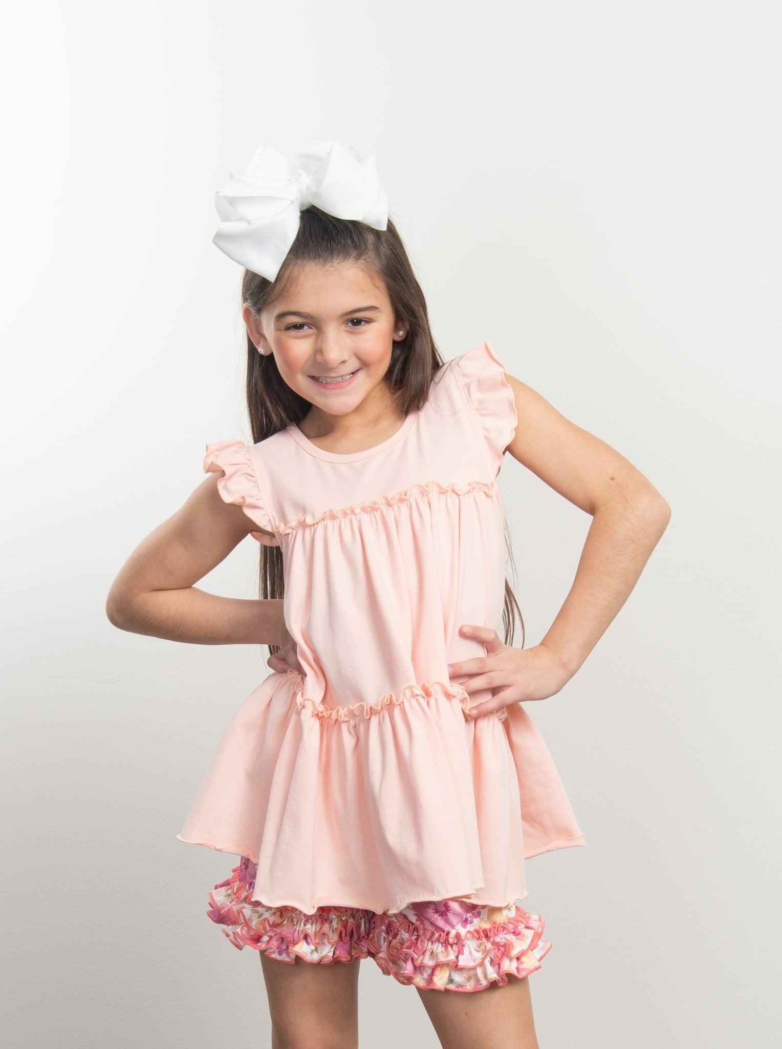 Pink Peony Ruffle Shorts - Marie Nicole Clothing