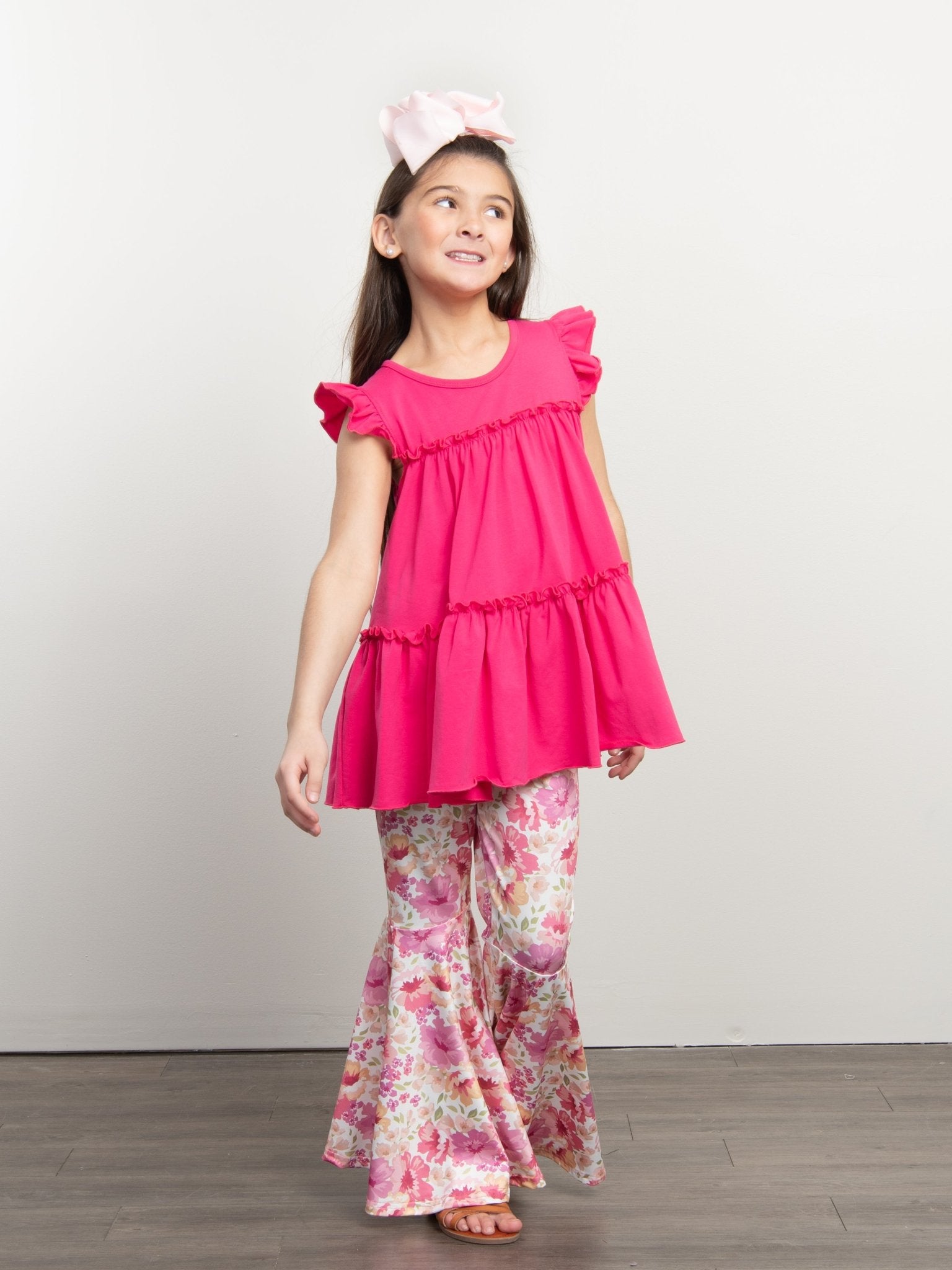 Pink Peony Bell Bottoms - Marie Nicole Clothing