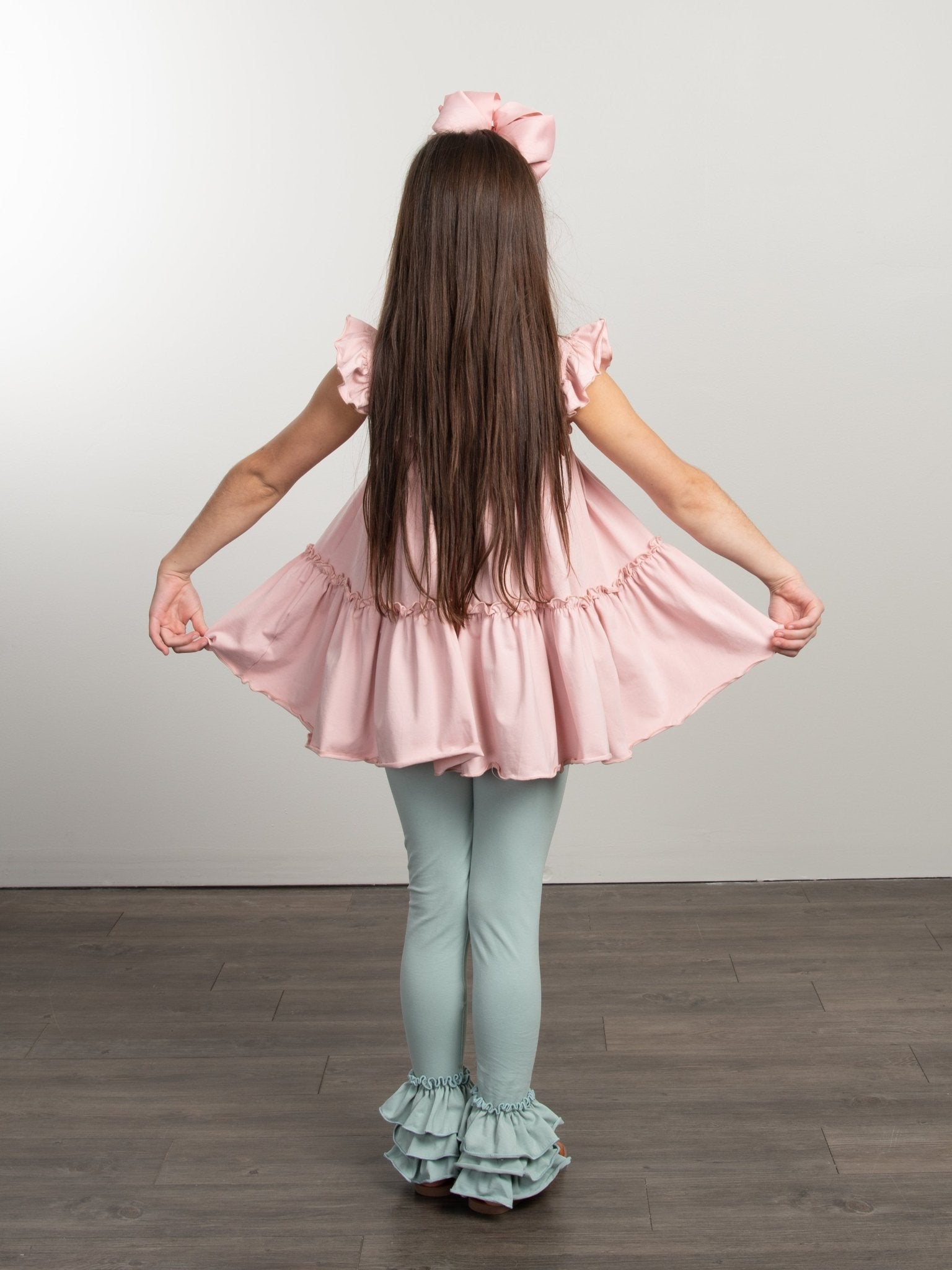 Cotton Bell Ruffle Leggings - Dusty Mint - Marie Nicole Clothing
