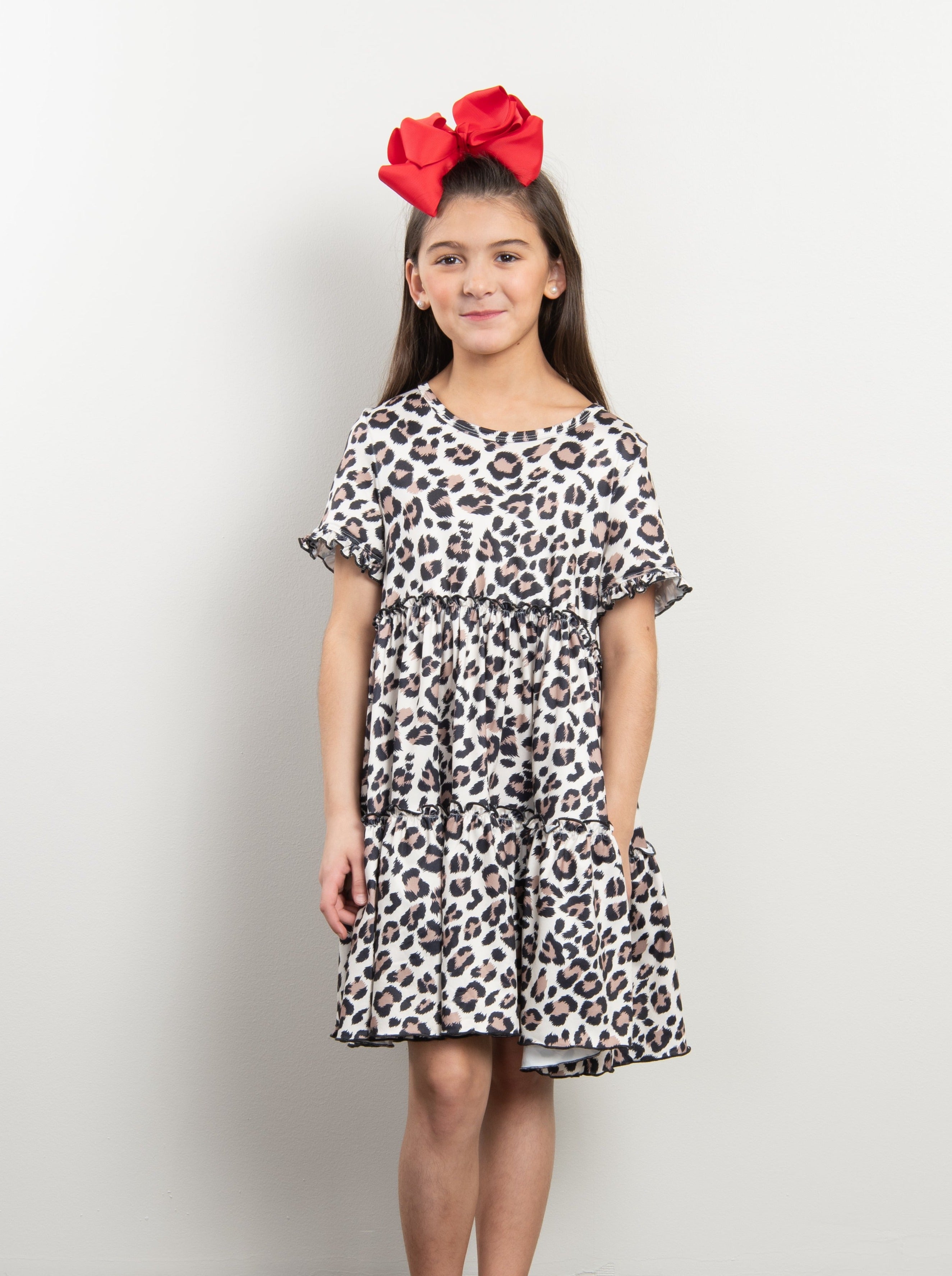 Leopard Tiered Ruffle Dress - Marie Nicole Clothing