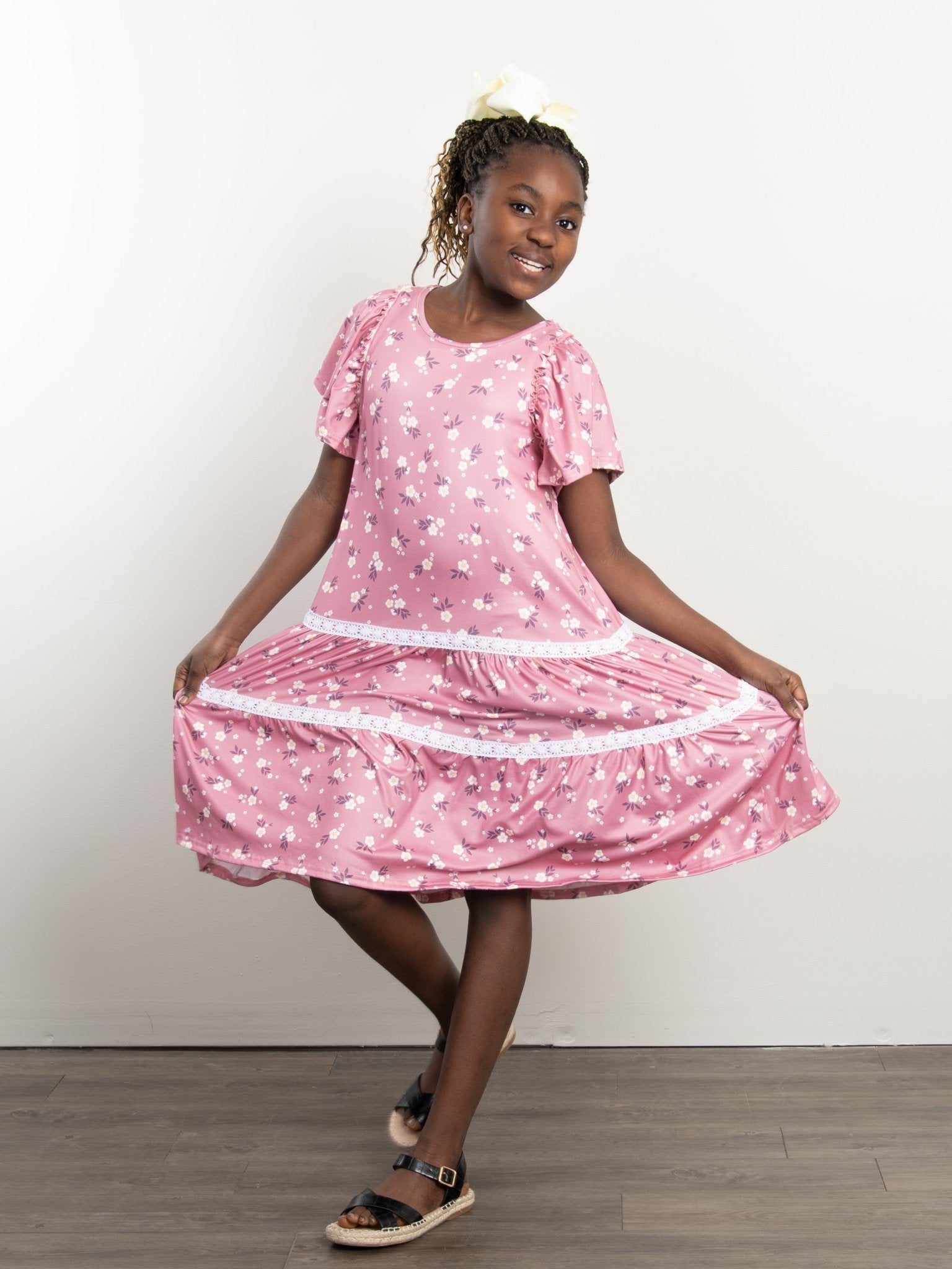 Dark Pink Buttercup Tiered Dress - Marie Nicole Clothing