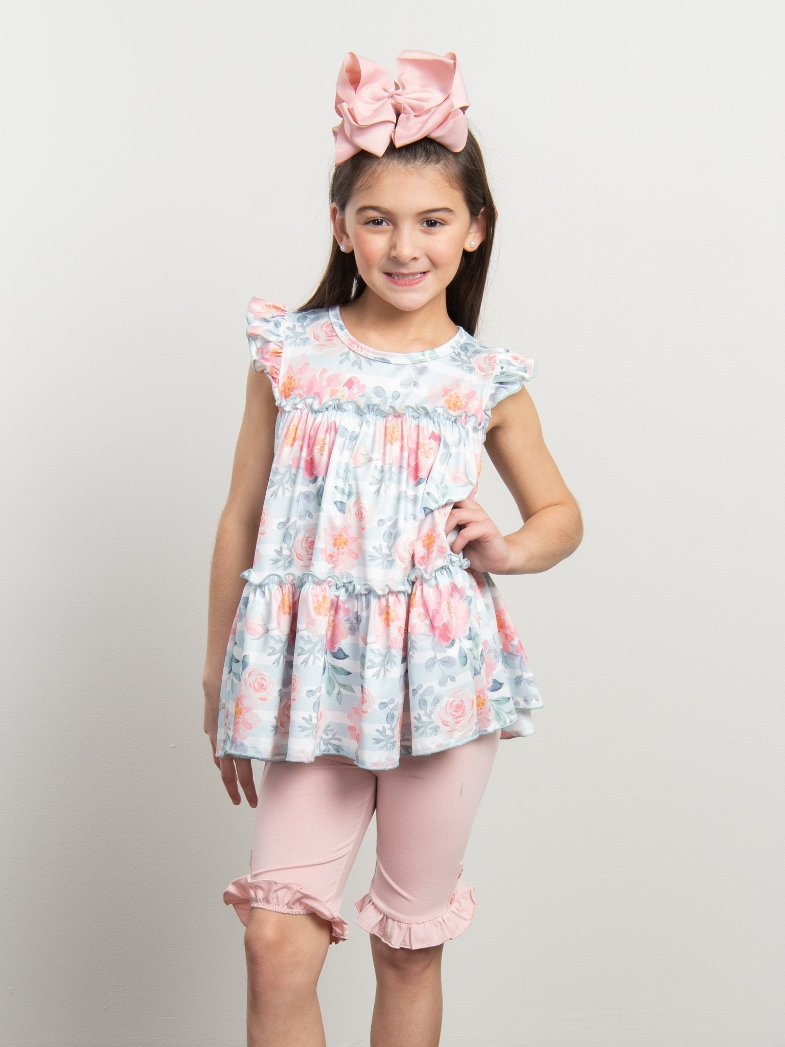 Cotton Button Ruffle Shorts - Mauve - Marie Nicole Clothing