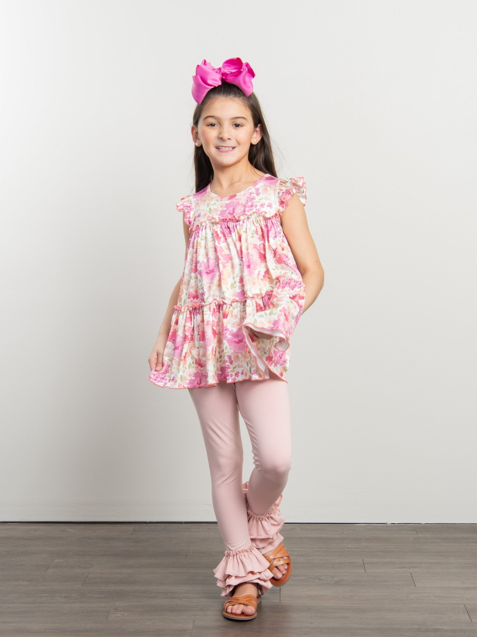 Cotton Bell Ruffle Leggings - Mauve Pink - Marie Nicole Clothing