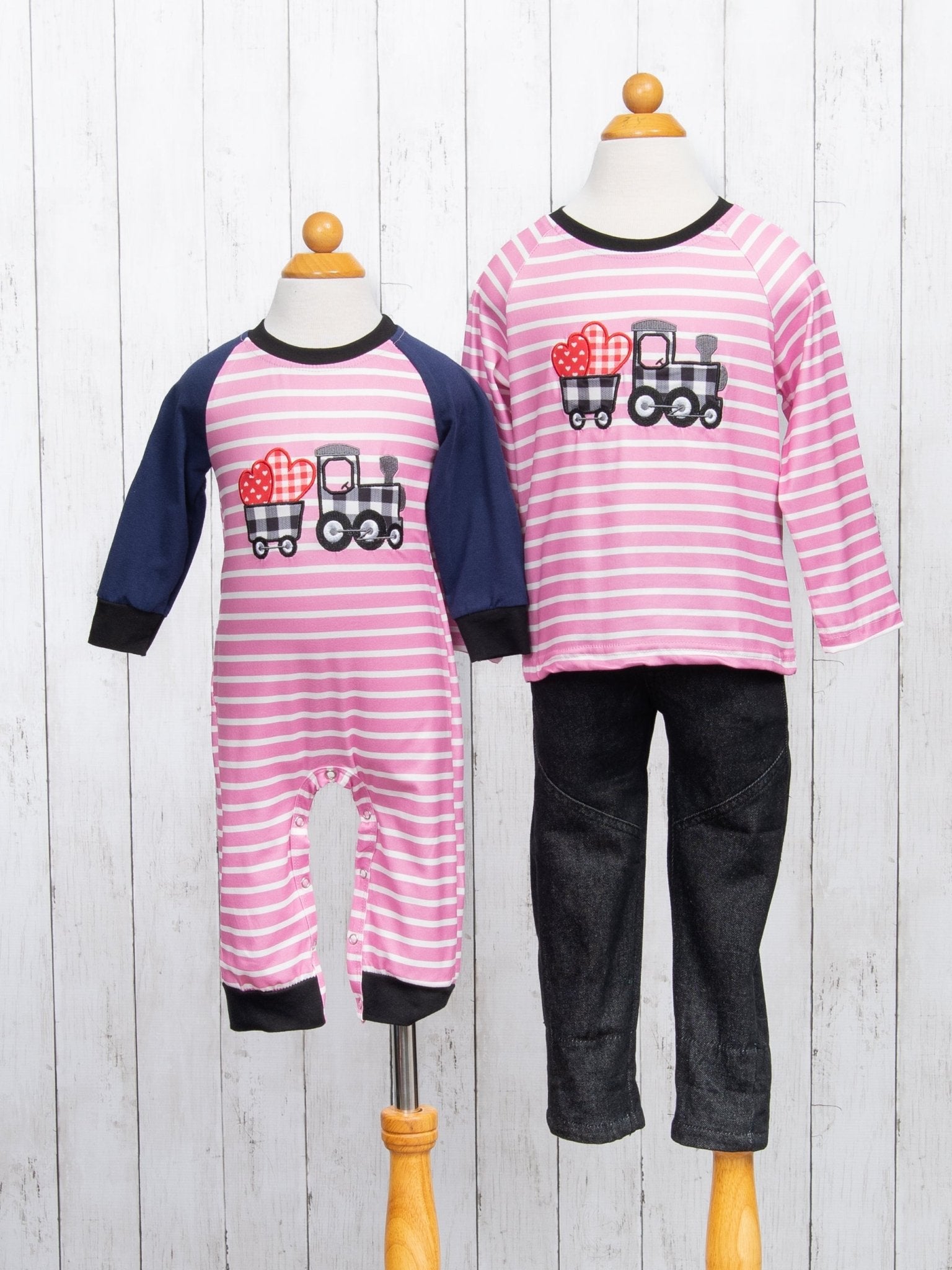 Gingham Heart Train Shirt - Marie Nicole Clothing