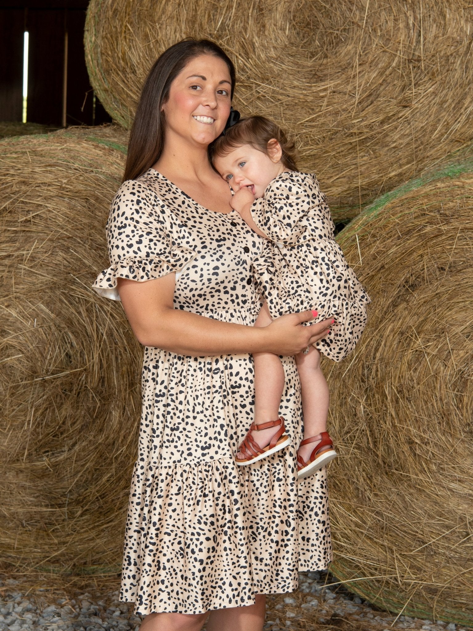 Mom & Me Dalmatian Print Tiered Ruffle Dress - Marie Nicole Clothing