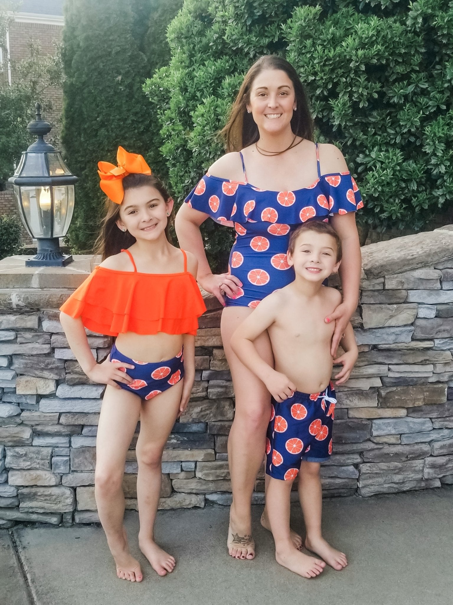 Family Orange & Navy Blue Swimsuit - Marie Nicole Clothing