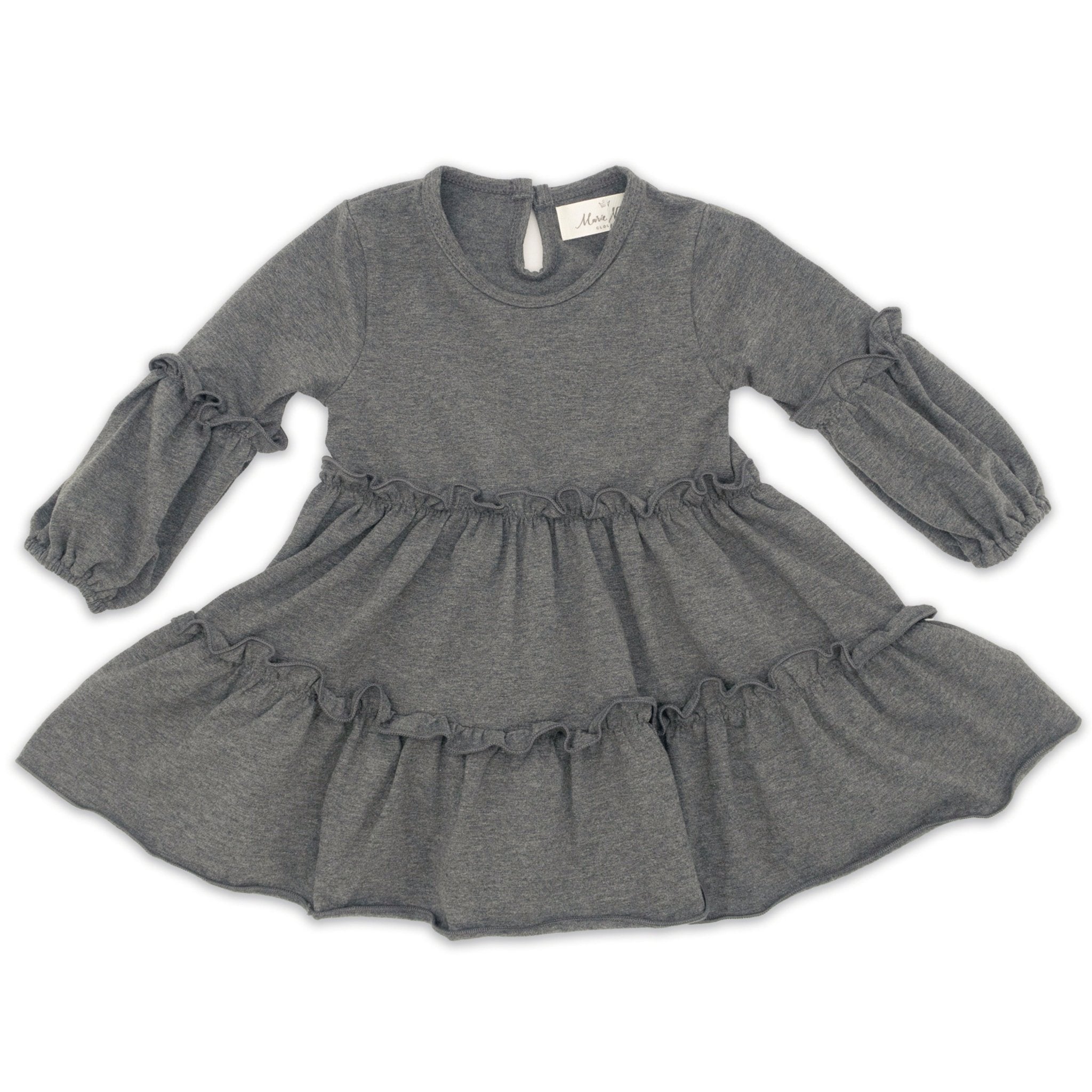 Cotton Ruffle Swing Top - Heather Grey - Marie Nicole Clothing