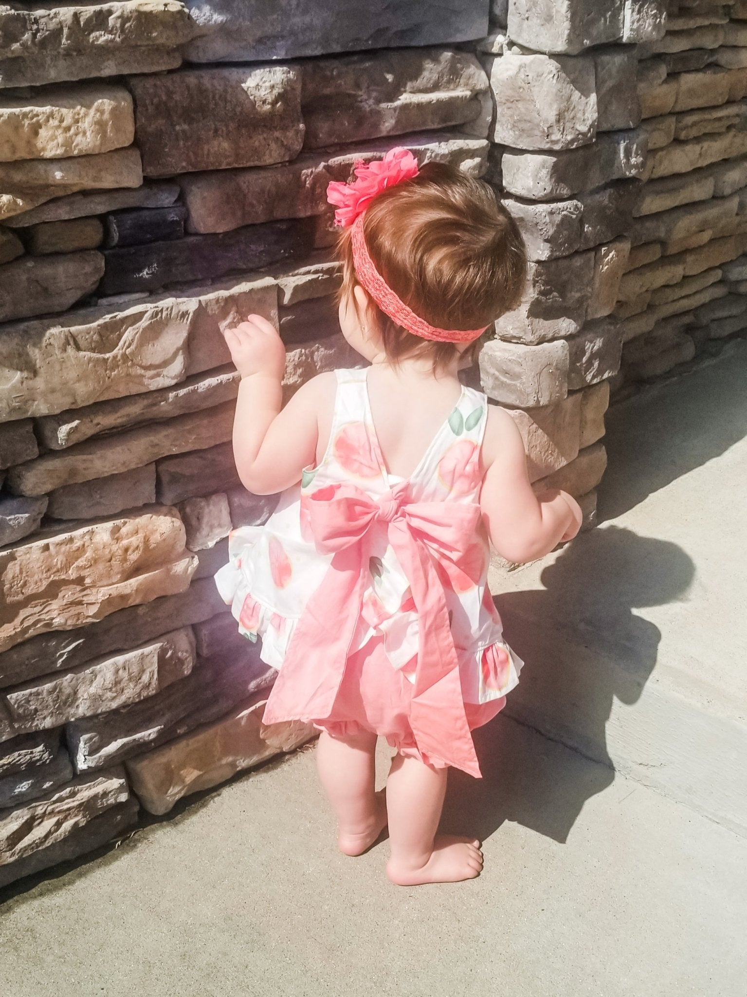 Grapefruit Ruffle Open - Back Bow Outfit - Marie Nicole Clothing