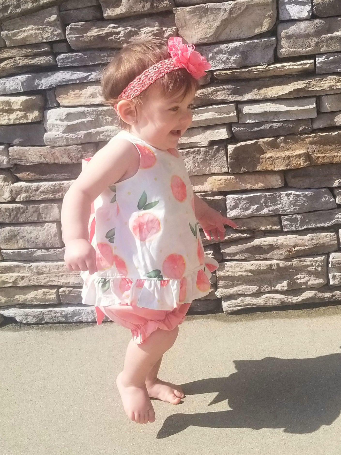 Grapefruit Ruffle Open - Back Bow Outfit - Marie Nicole Clothing