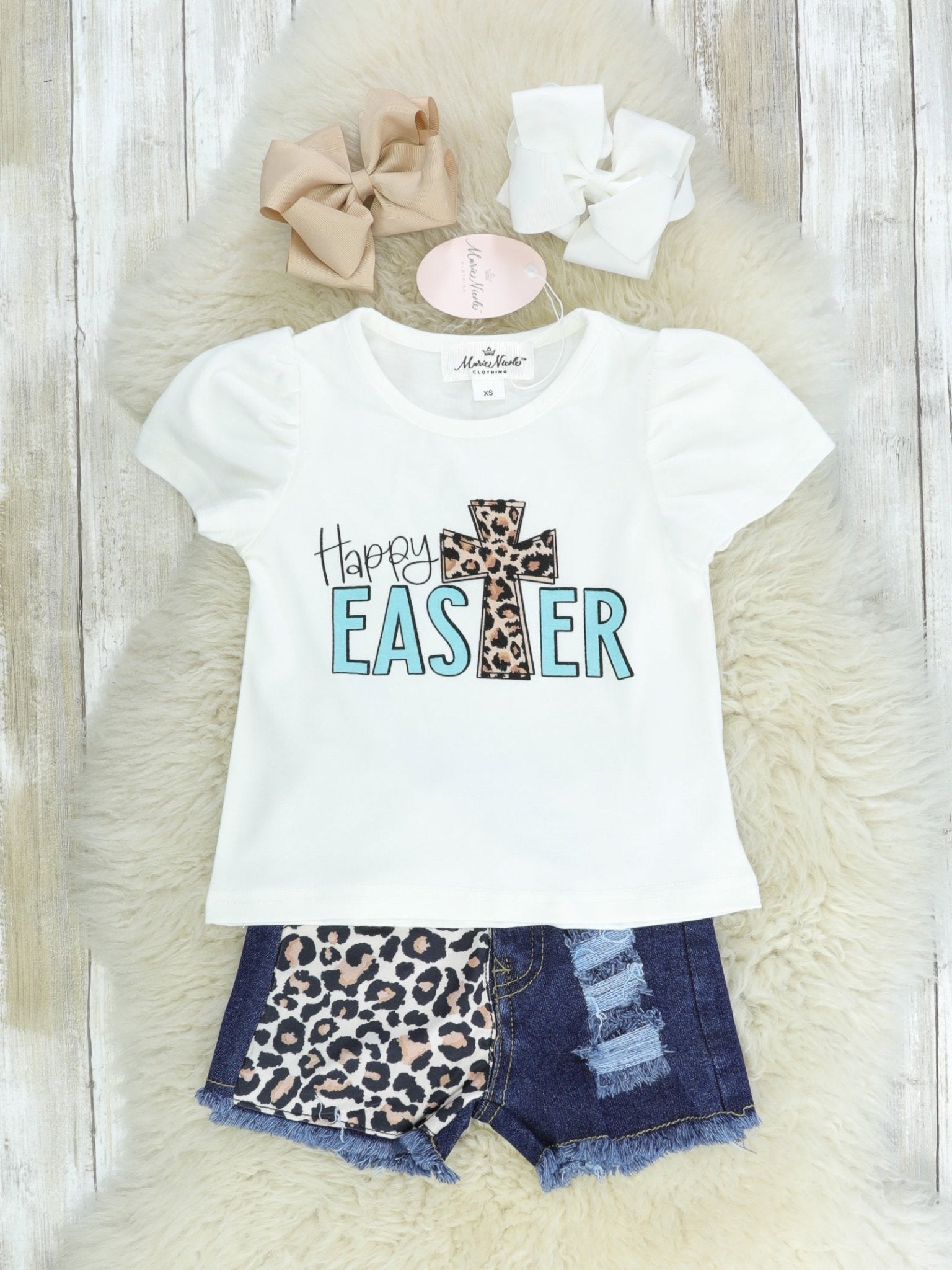 Happy Easter Cross Denim Outfit - Marie Nicole Clothing