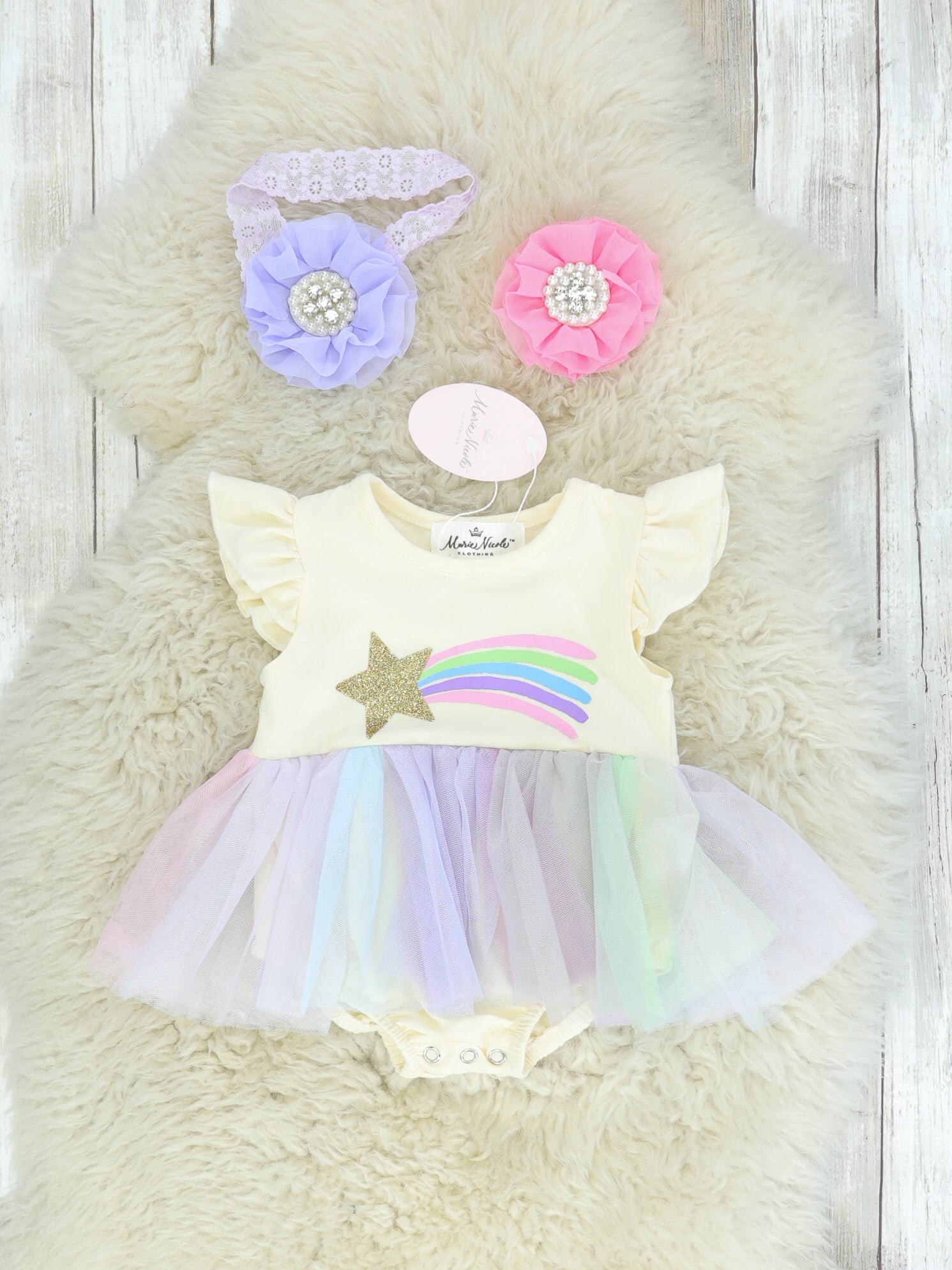 Shooting Star Tulle Bubble Romper - Marie Nicole Clothing