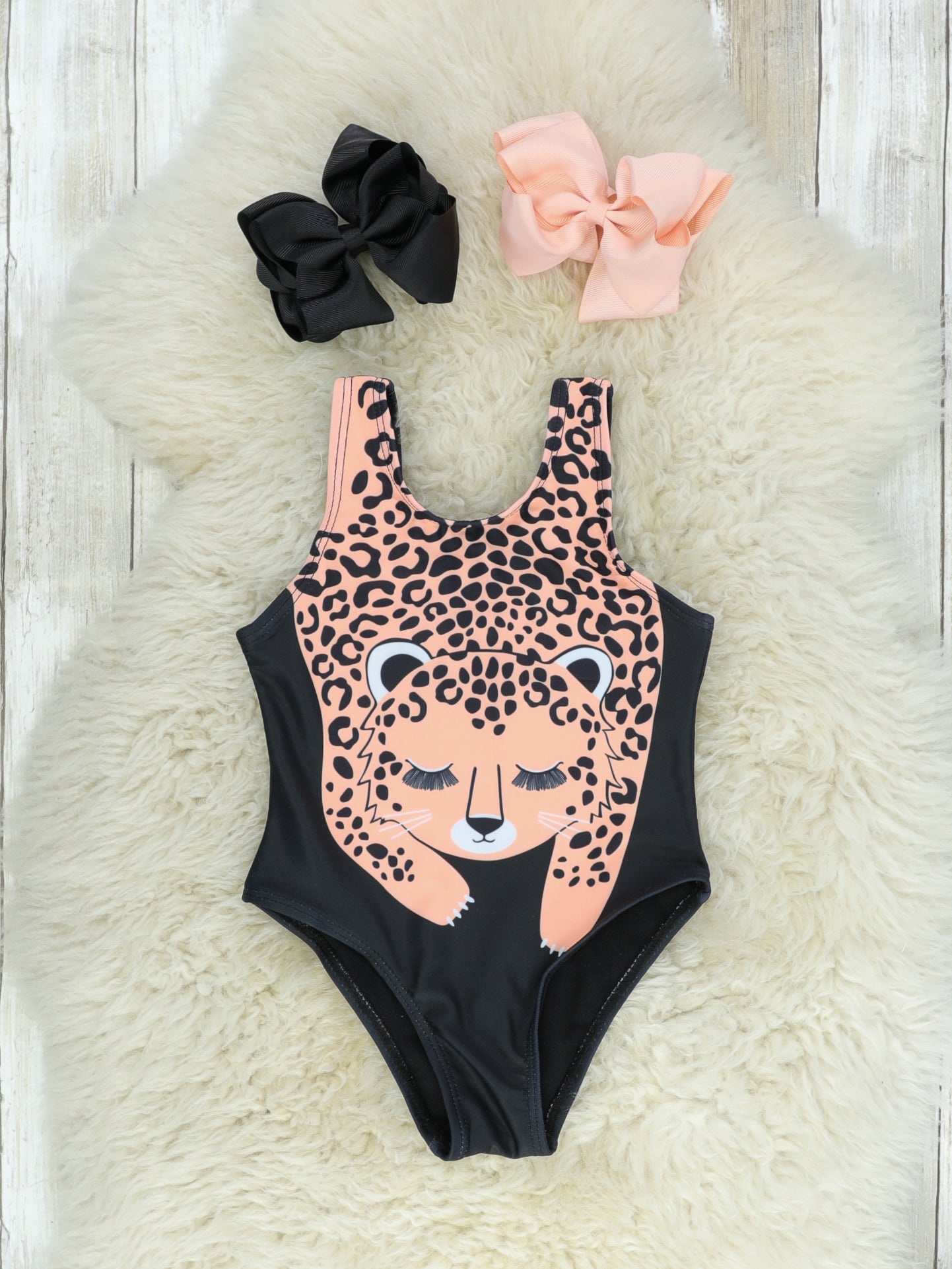 Black Peach Leopard Swimsuit - Marie Nicole Clothing