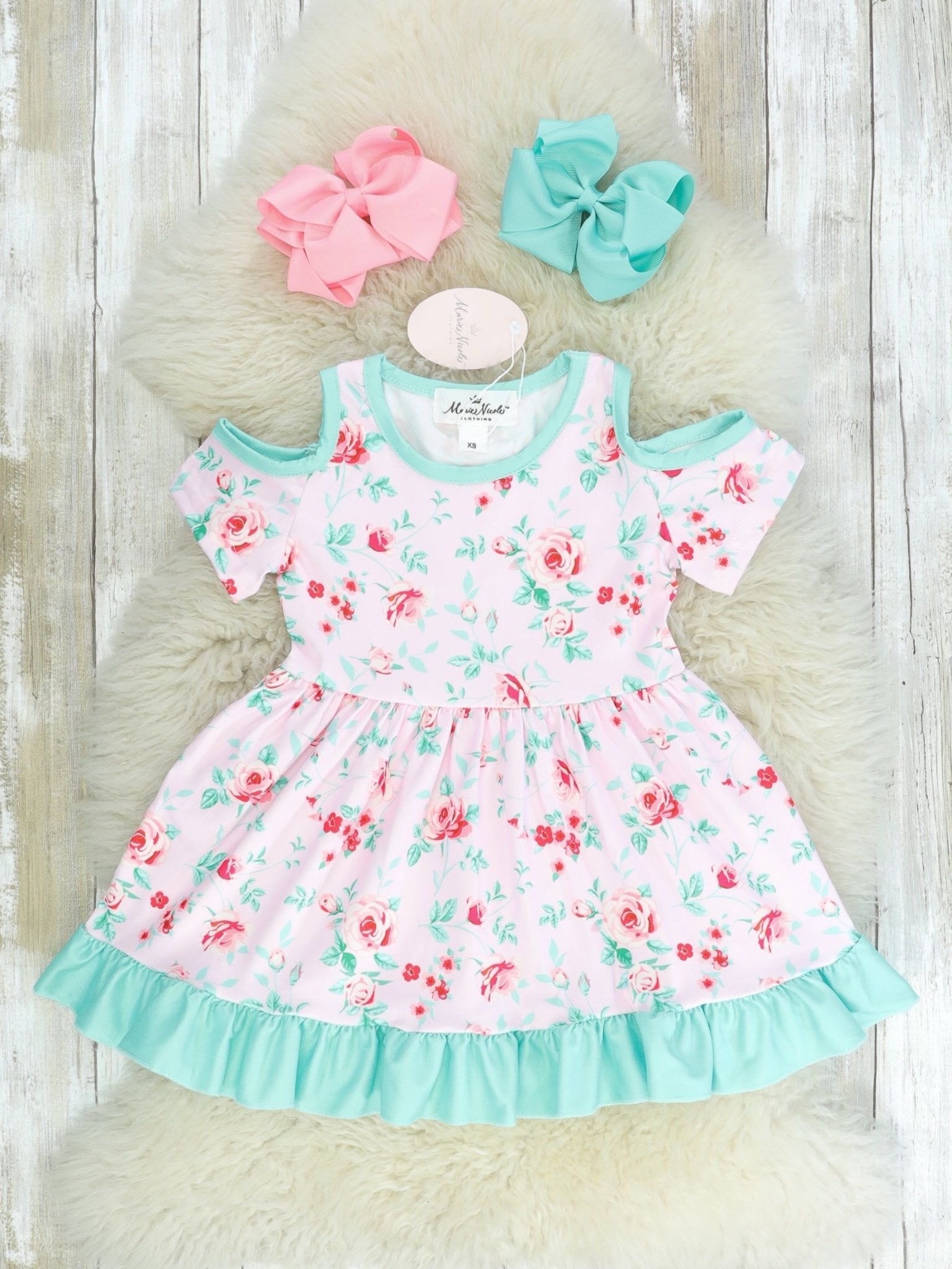 Blush Rose Ruffle Dress - Marie Nicole Clothing