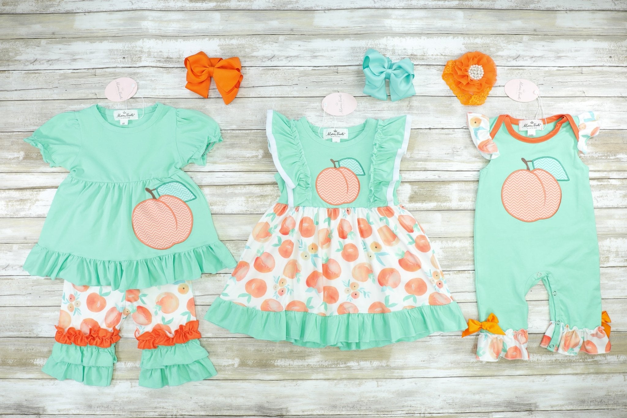 Mint & Peach Ruffle Outfit - Marie Nicole Clothing